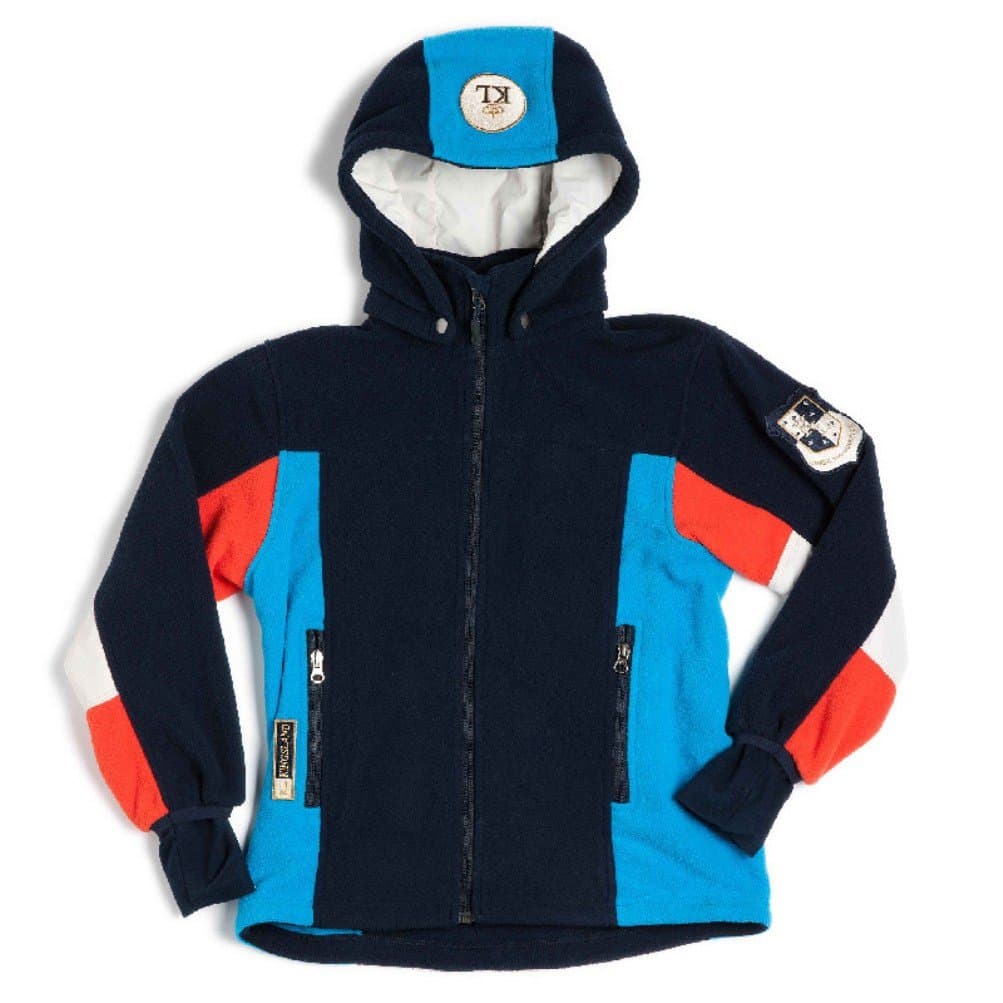 Kingsland Equestrian Unisex Modesto Fleece Jacket with Removeable Hood-Navy/Cream/Red