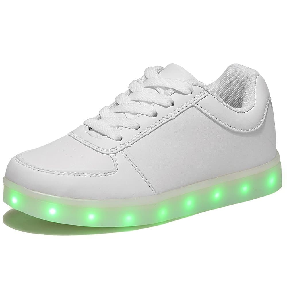 High Top Led Light Up Shoes for Little Kid/Big Kid USB Rechargeable Sports Dancing White Sneakers