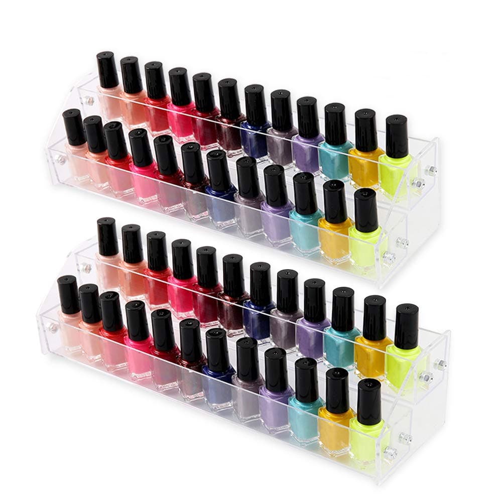 Acrylic Organizer Storage Case Brochure Display Holders for Essential Oil Cosmetic Dropper Bottle Condiment Nail Polish Paint Rack Shelves Fair Gifts Samples Showing Stand 2 Sets 2 Tiers Clear Plastic
