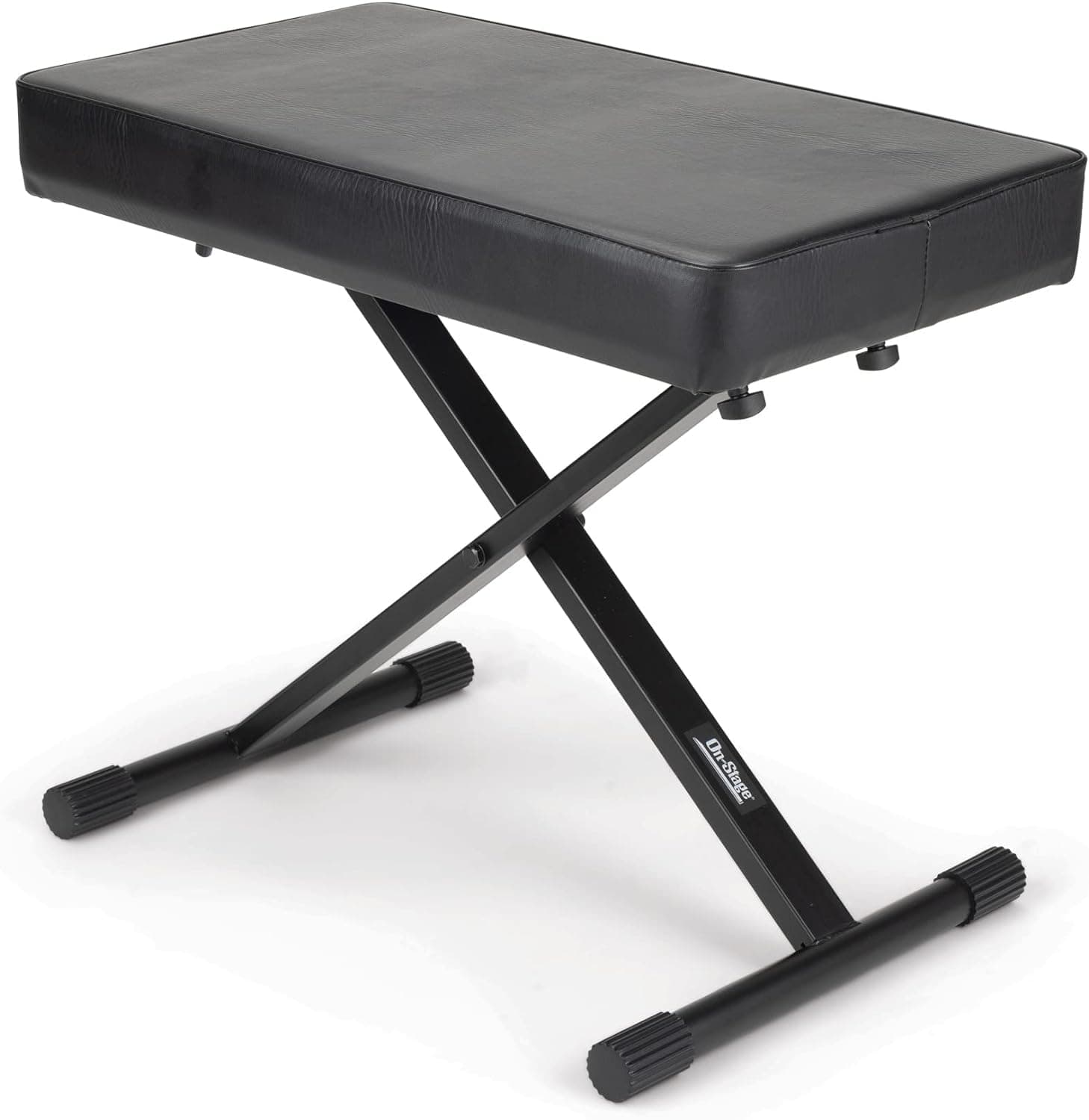 KT7800+ Deluxe X-Style Keyboard Bench (Portable, Folding, Seating for Keyboards, Synths, Organs, Digital Pianos, Height Adjustable, Padded, Cushioned, Metal Base, Nonslip Rubber Feet, Black)