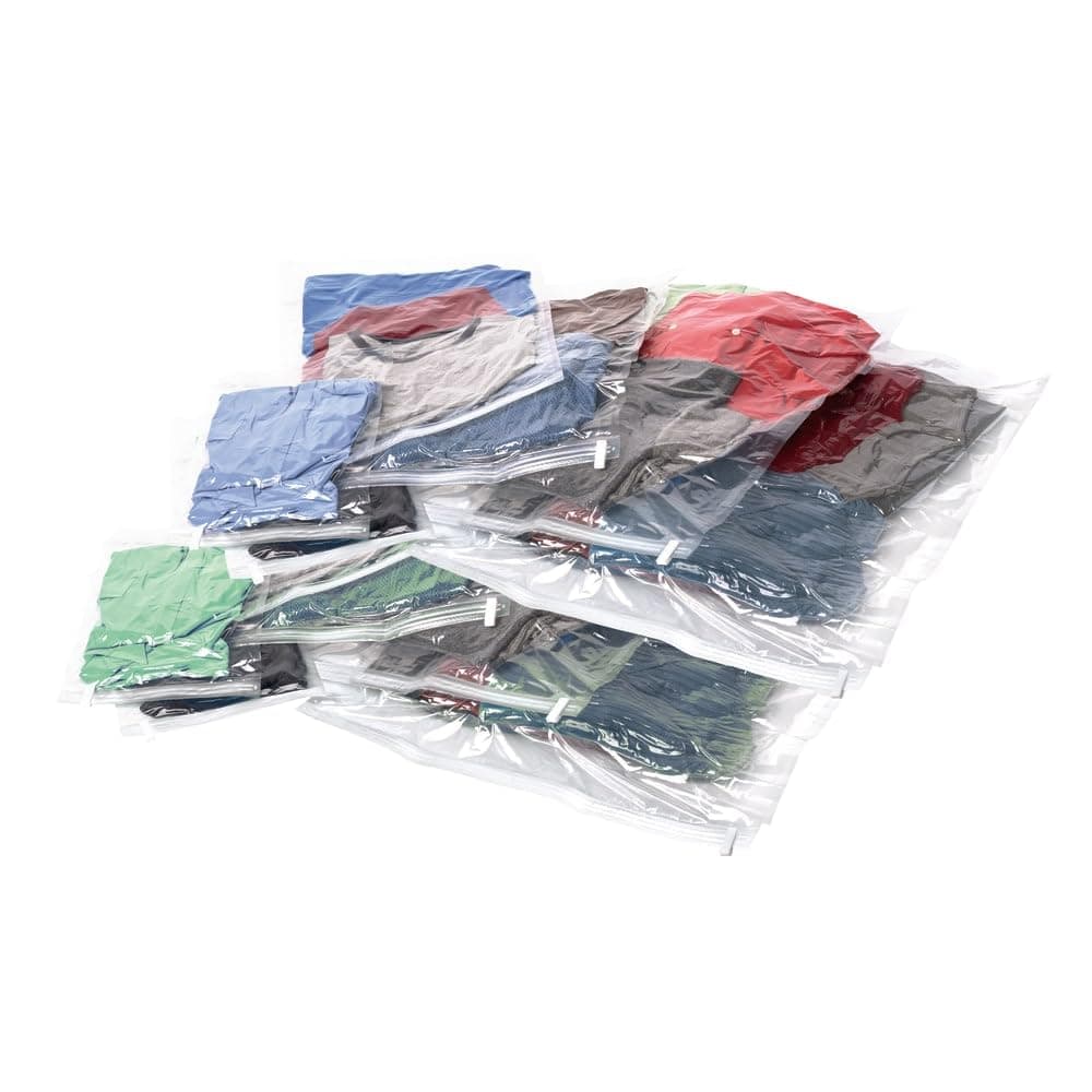 Compression Packing Bags, Clear, 12-Piece Kit (2-Pouch/4-Carry-On/4-Large/2-X-Large