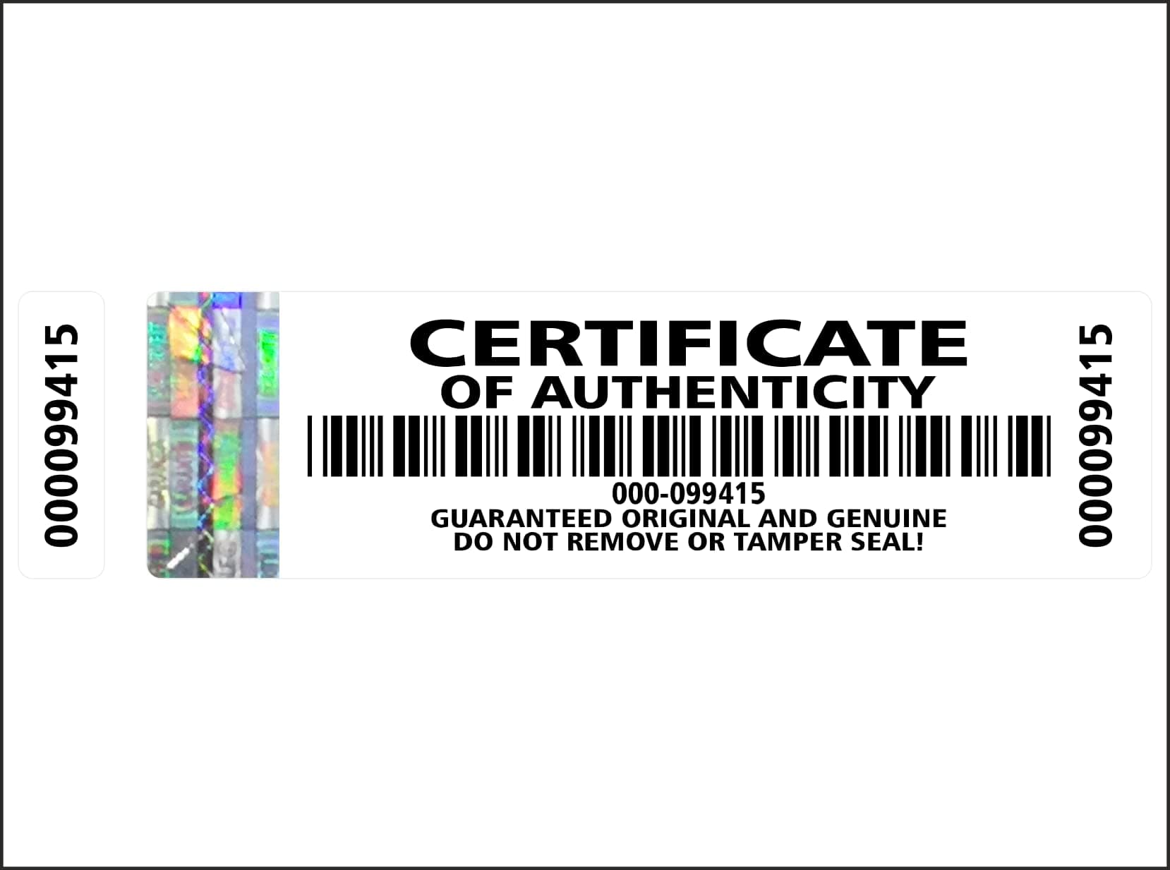 500 pcs Certificate of Authenticity Labels Security Stickers with Hologram Stripe 2.75 x 0.78 inch