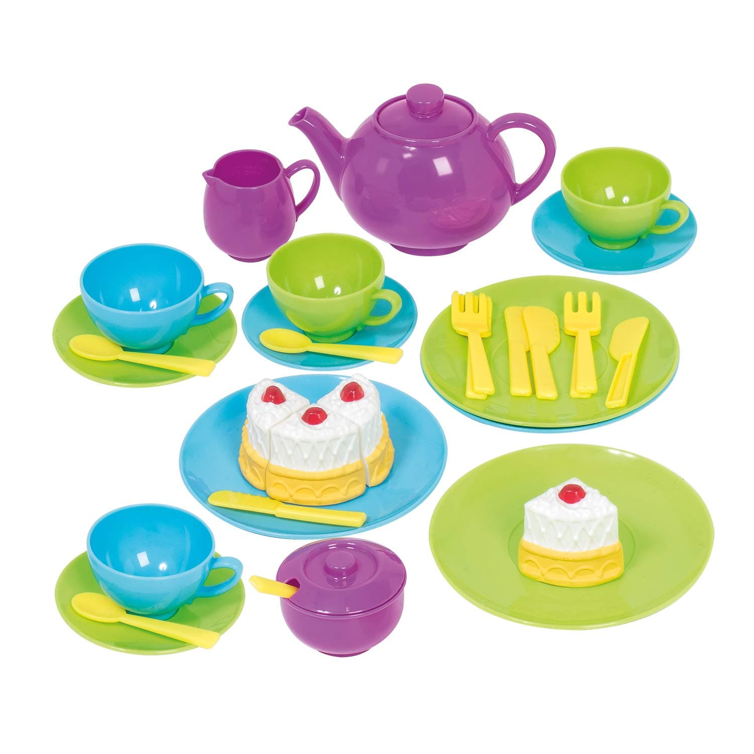 Casdon Tea Set | Colourful Toy Party For Children Aged 3+ Includes 36 Pieces The Best Parties Around!