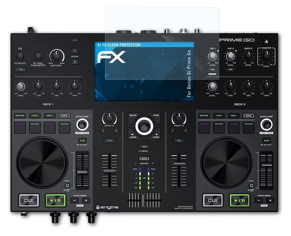 atFoliXScreen Protection Film compatible with Denon DJ Prime Go Screen Protector, ultra-clear FX Protective Film (3X)