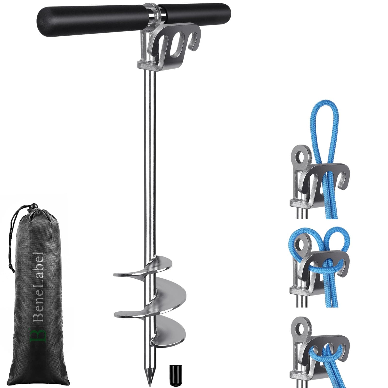 BeneLabel 17" 26" 36" Sand Anchor for Boat Screw in Boat Anchor for Shallow Water, Stainless Steel Boat Beach Anchor for Sandbar, TET Ski Anchor, Kayak Anchor, Pontoon Boat