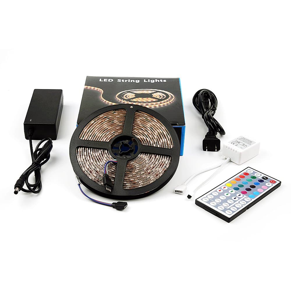 16.4 ft 5M Waterproof 5050 SMD RGB LED 44 Key Remote Controller Flexible Strip Colour Changing Decoration Lights 300 leds strip Kit