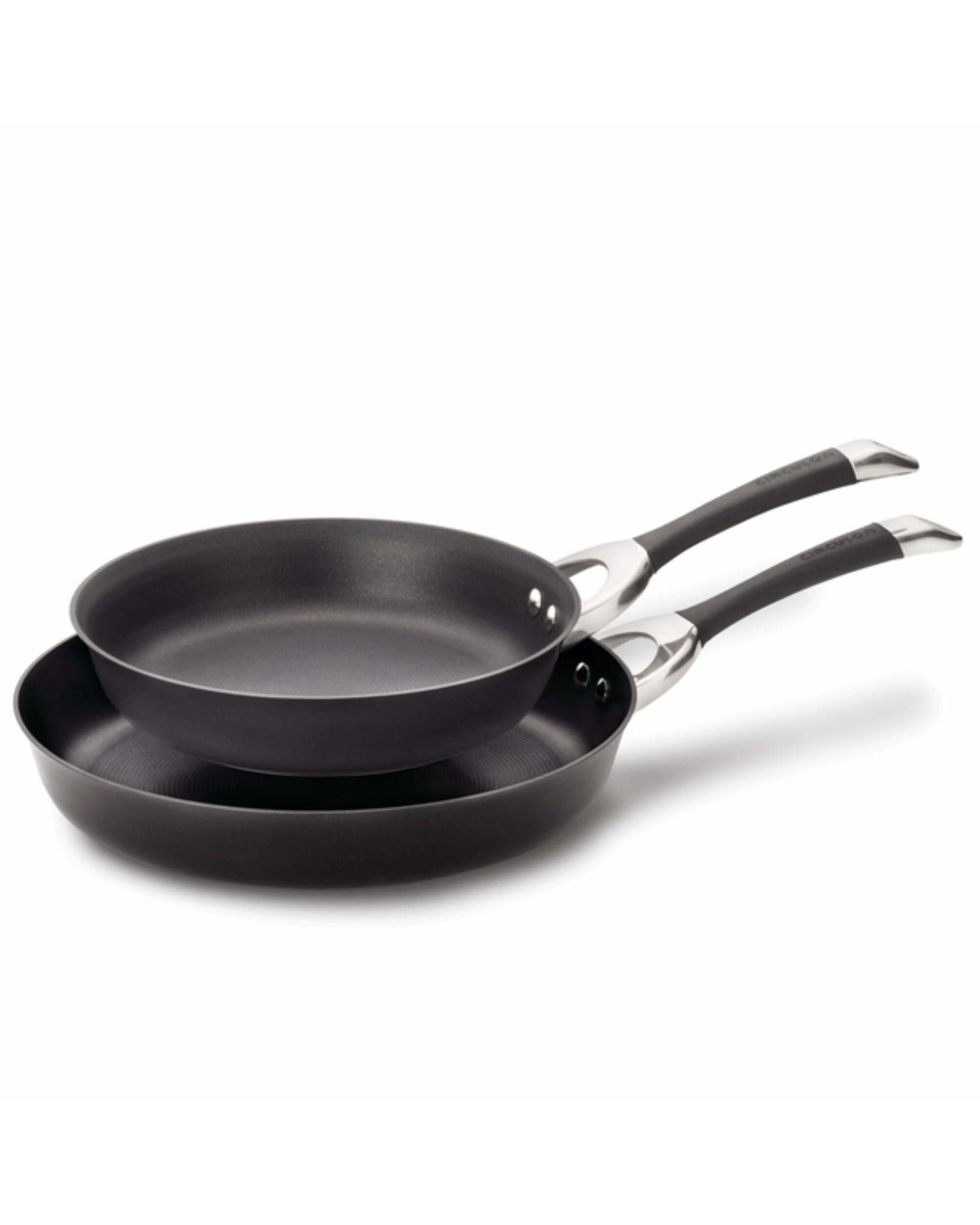 Symmetry Hard Anodized Nonstick Frying Pan Set / Skillet Set - 10 Inch and 12 Inch, Black