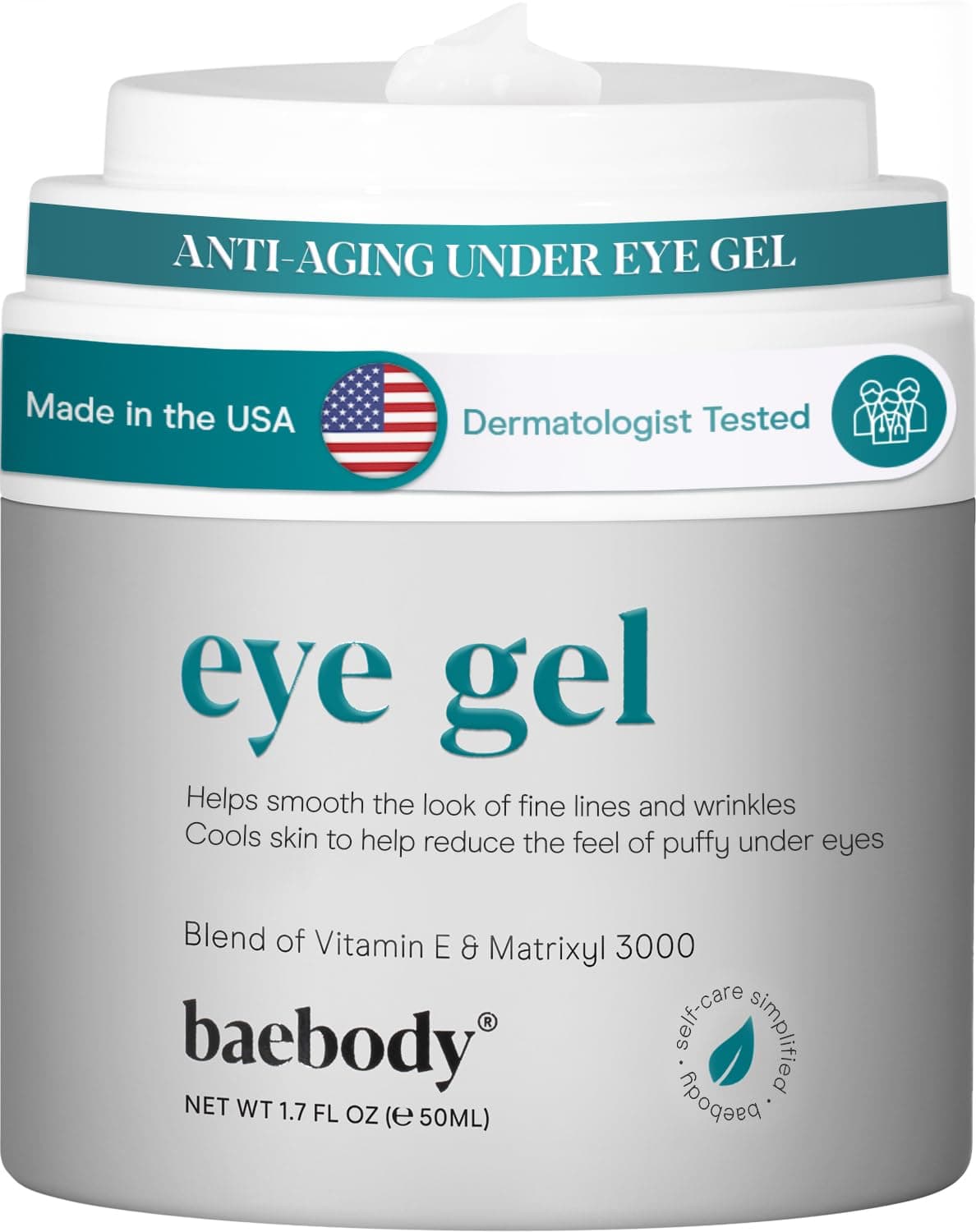 Baebody Critically Acclaimed Eye Gel Balm for Under Eyes to Smooth Fine Lines, Brighten Dark Circles and De-Puff Bags with Peptide Complex and Soothing Aloe, 1.7 Ounces