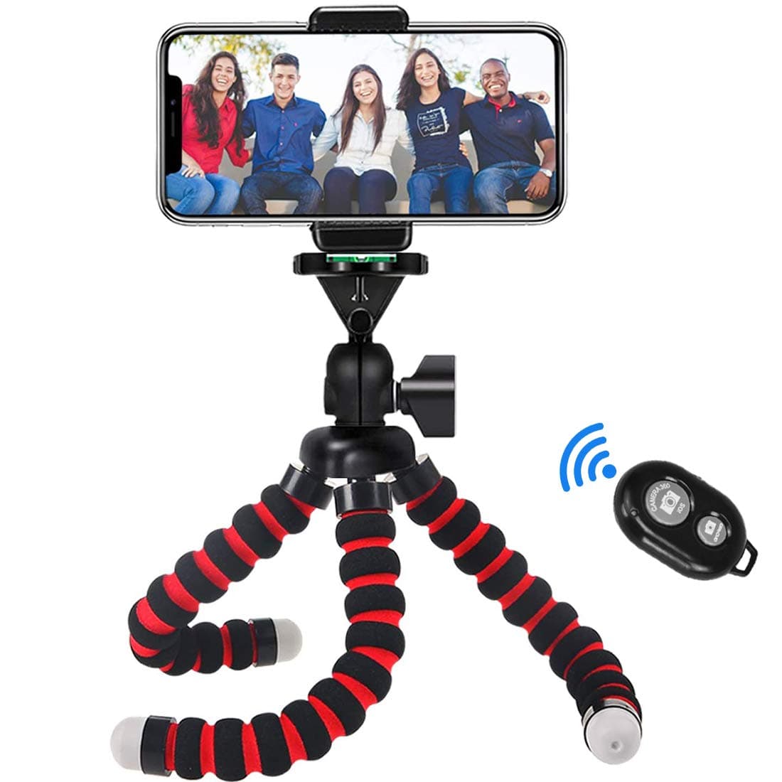 Phone Tripod, Portable and Flexible Camera Stand Holder with Wireless Remote and Universal Clip (11.2 inch)