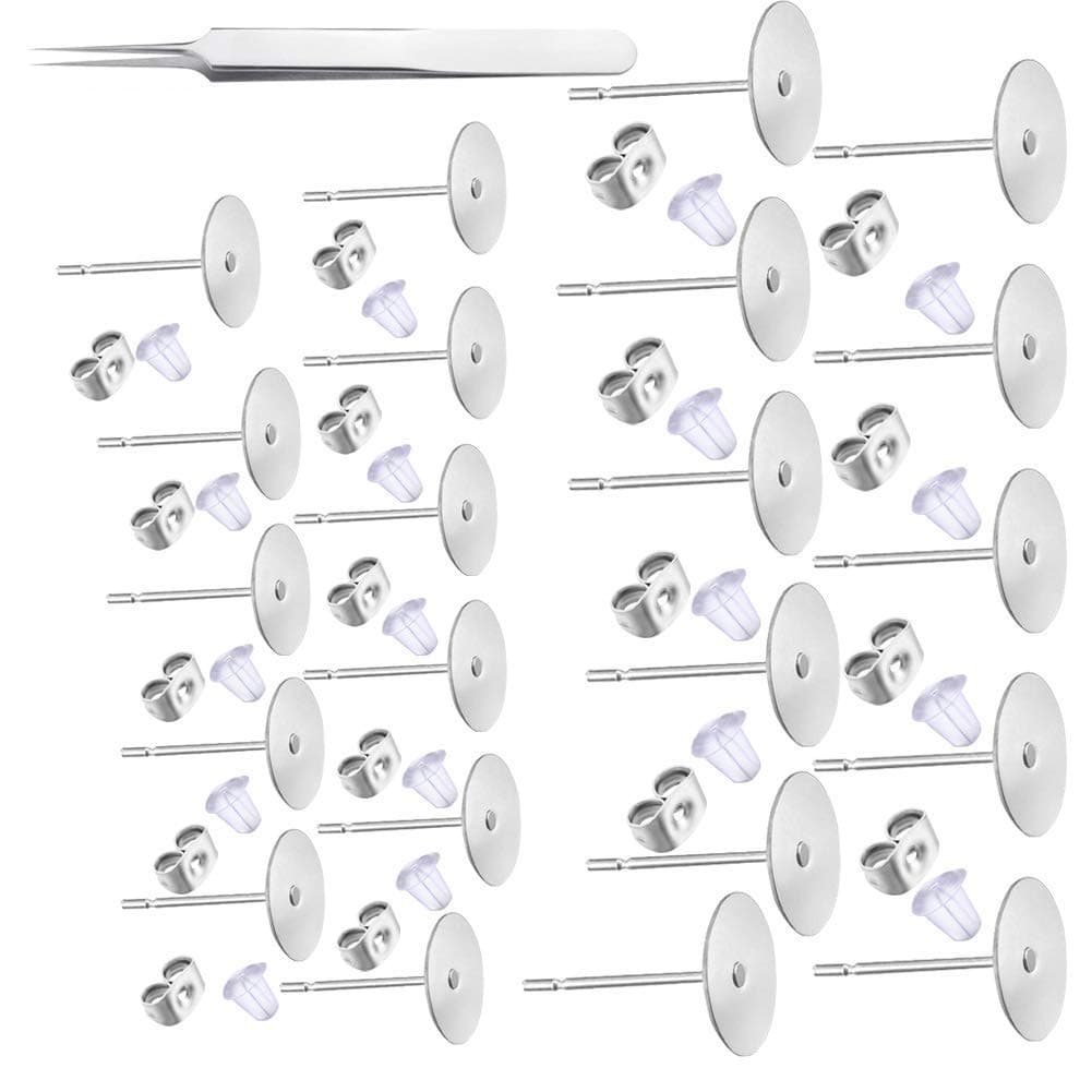 GooDay 600 PCS 12MM Stainless Steel Silver Earring Posts & Backs - Modern Style Earring Findings