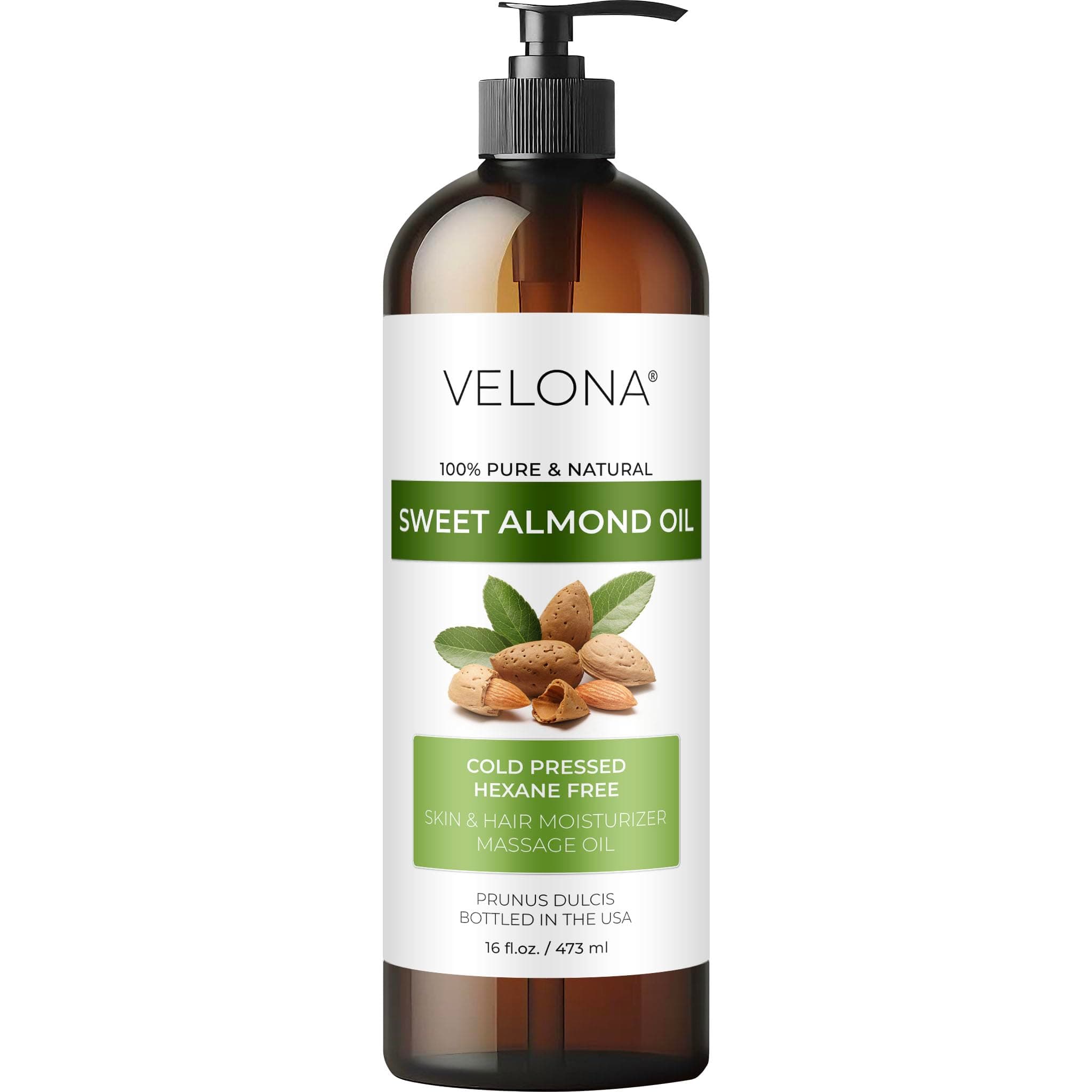 velona Sweet Almond Oil - 16 oz | 100% Pure and Natural Carrier Oil | Refined, Cold Pressed | Skin, Hair, Body & Face Moisturizing | Use Today - Enjoy Results…