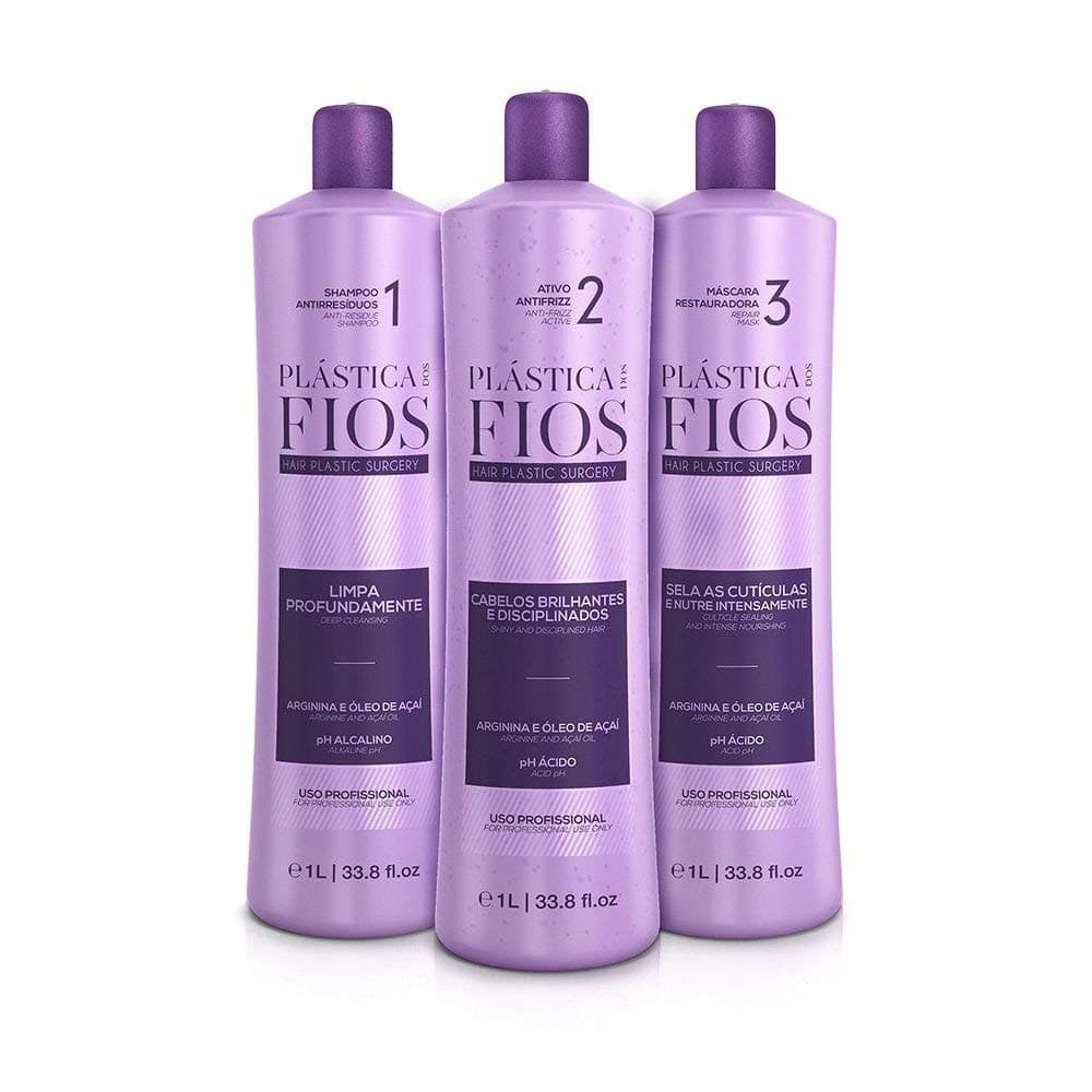 CADIVEU Plastica Dos Fios Selagem Termica Kit (3x1000ml) - Brazilian Keratin Hair Botox - Brush - Relaxer - Unisex - Keratin-based - Curly, Coily, Wavy, Dry, Damaged Hair