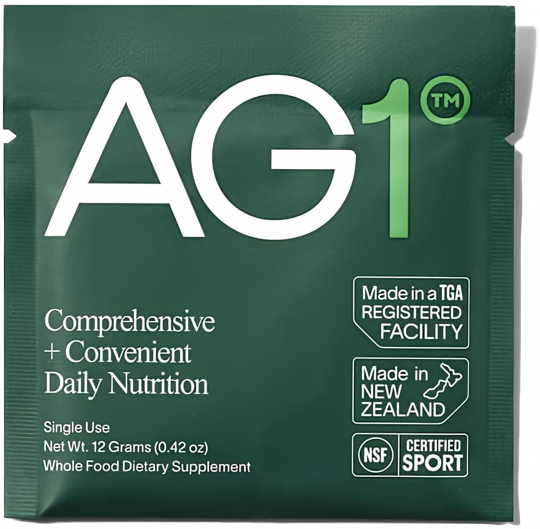 AG1 Athletic Greens - 1 Individual Single Serving Powder Supplement Travel Packet, 0.42oz/12g
