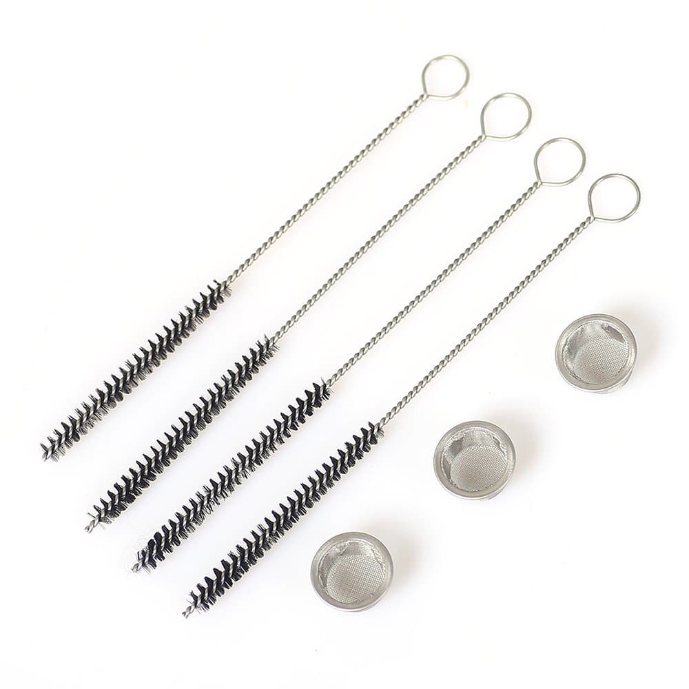 Hotsale 0.5 inch Diameter Crystal Tobacco Pipe Screen Crystal Tobacco Pipes Stainless Steel Mental Filter Brushes for Crystal Smoking Pipe (3creens&4 brusheses)