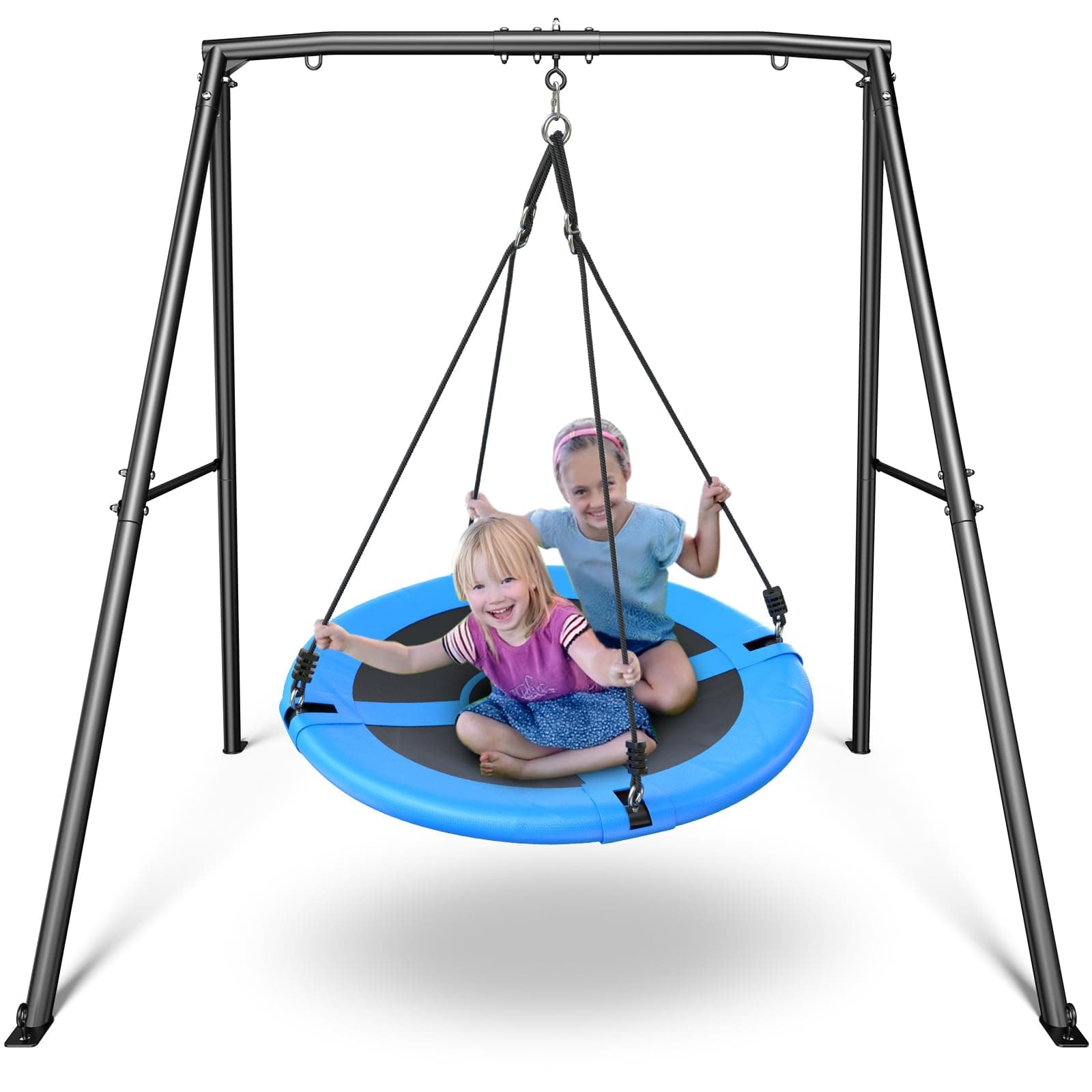 Trekassy Saucer Swing with Frame for Kids Outdoor, 440lbs Heavy Duty Metal Swing Sets for Backyard with Swing Stand