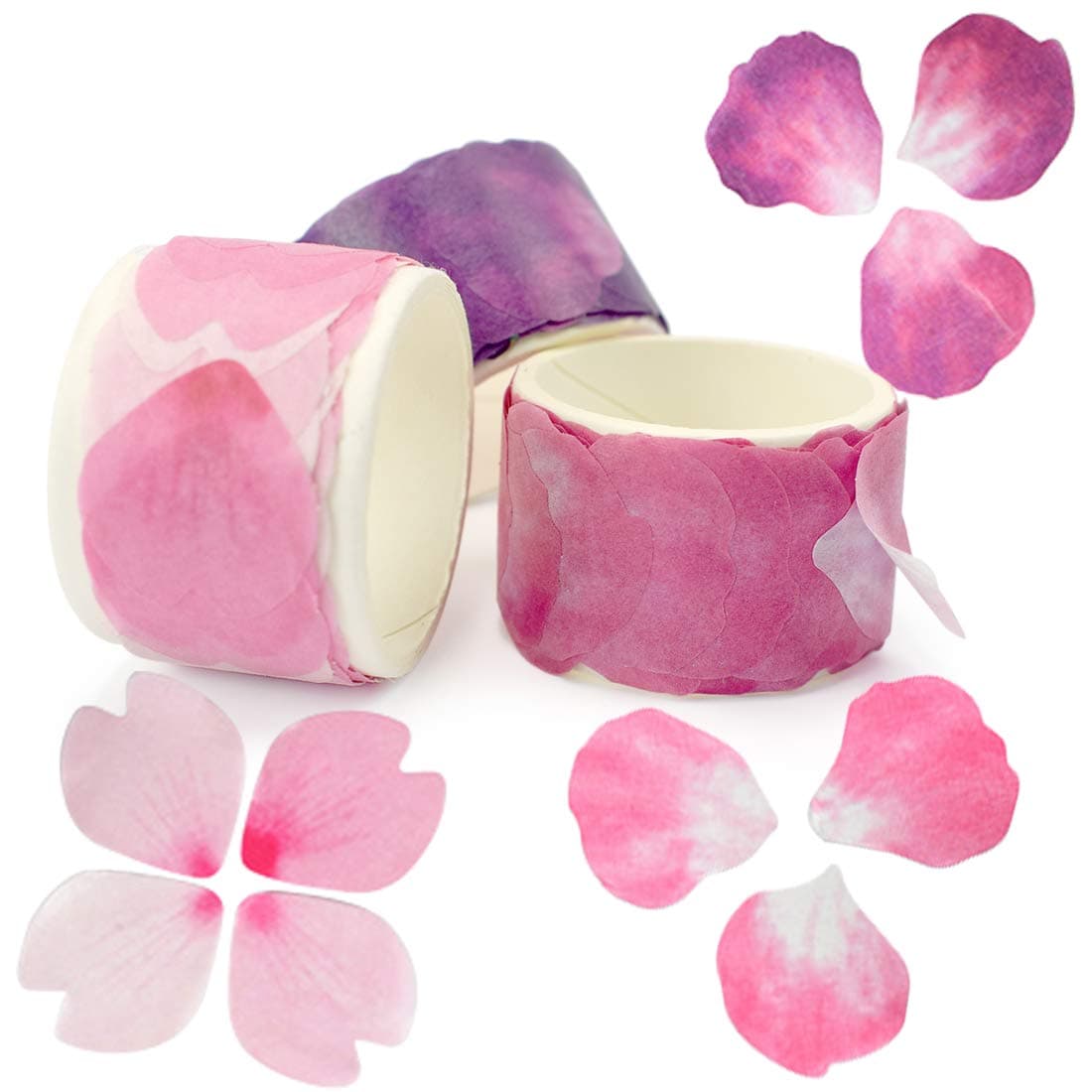 ZIIYAN 3 Rolls Flower Petal Stickers Masking Tape for Scrapbook, Bullet Journal, Planner, Arts and Crafts DIY, 80 Petals/Roll