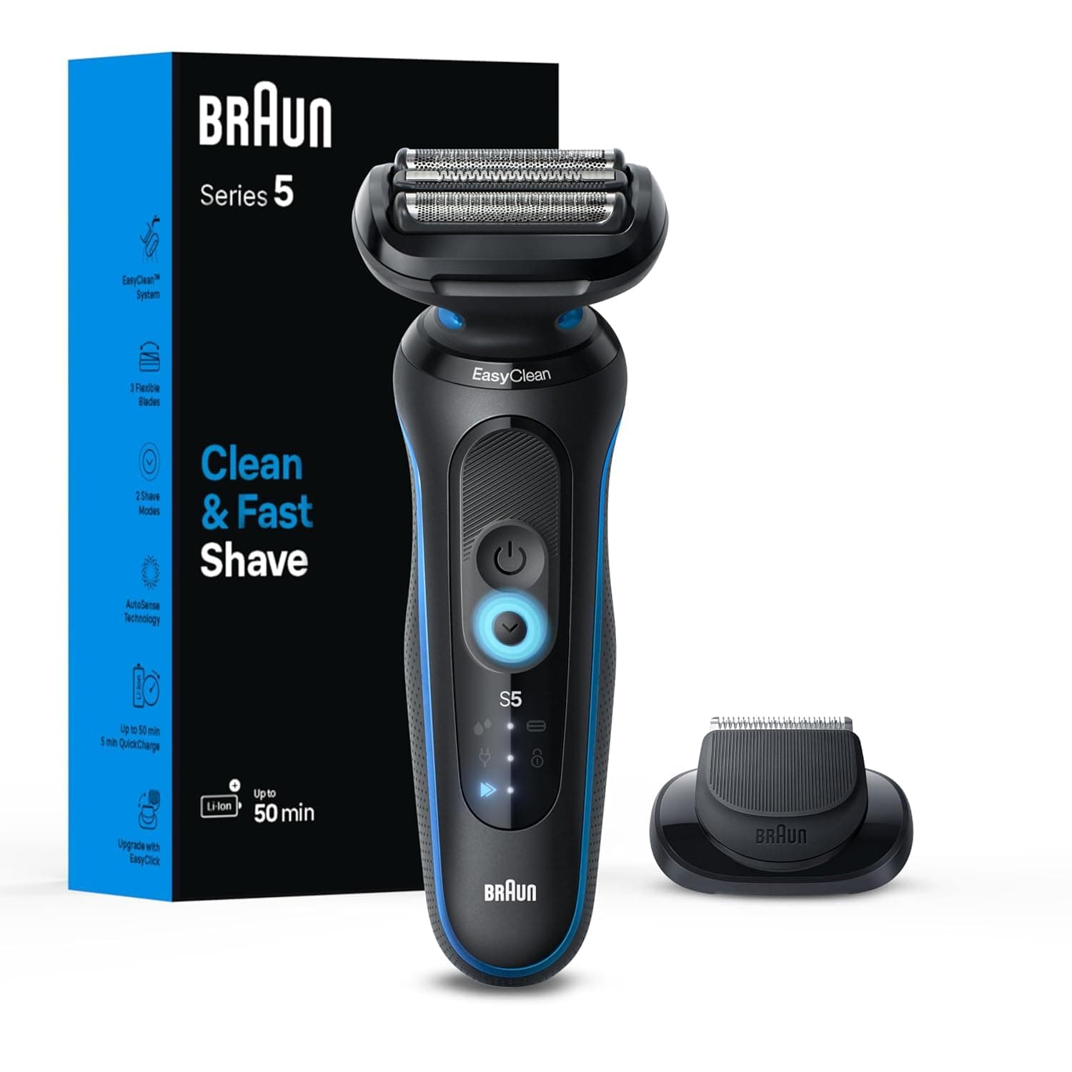 Electric Shaver Kit for Men Series 5 5118s, Wet & Dry Turbo Shaving Mode, 100% Waterproof German-engineered with up to 50-minute runtime