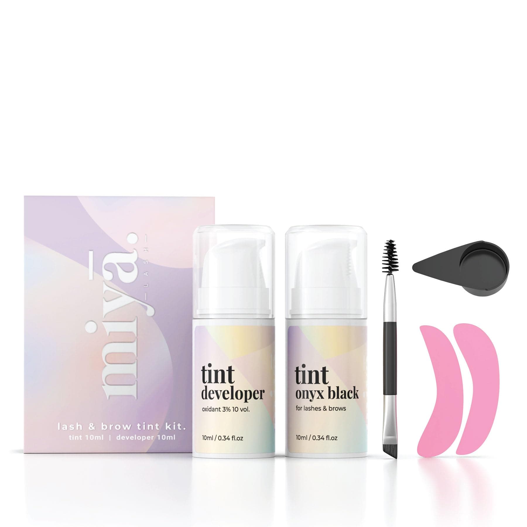MIYA LASH | Lash Tint Kit Black | 2 in 1 Eyelash & Eyebrow Dye Set | Long Lasting 6 weeks Eyelash Colour | Brow Tinting Kit | Onyx Black with Tools & Developer | Home & Salon Use