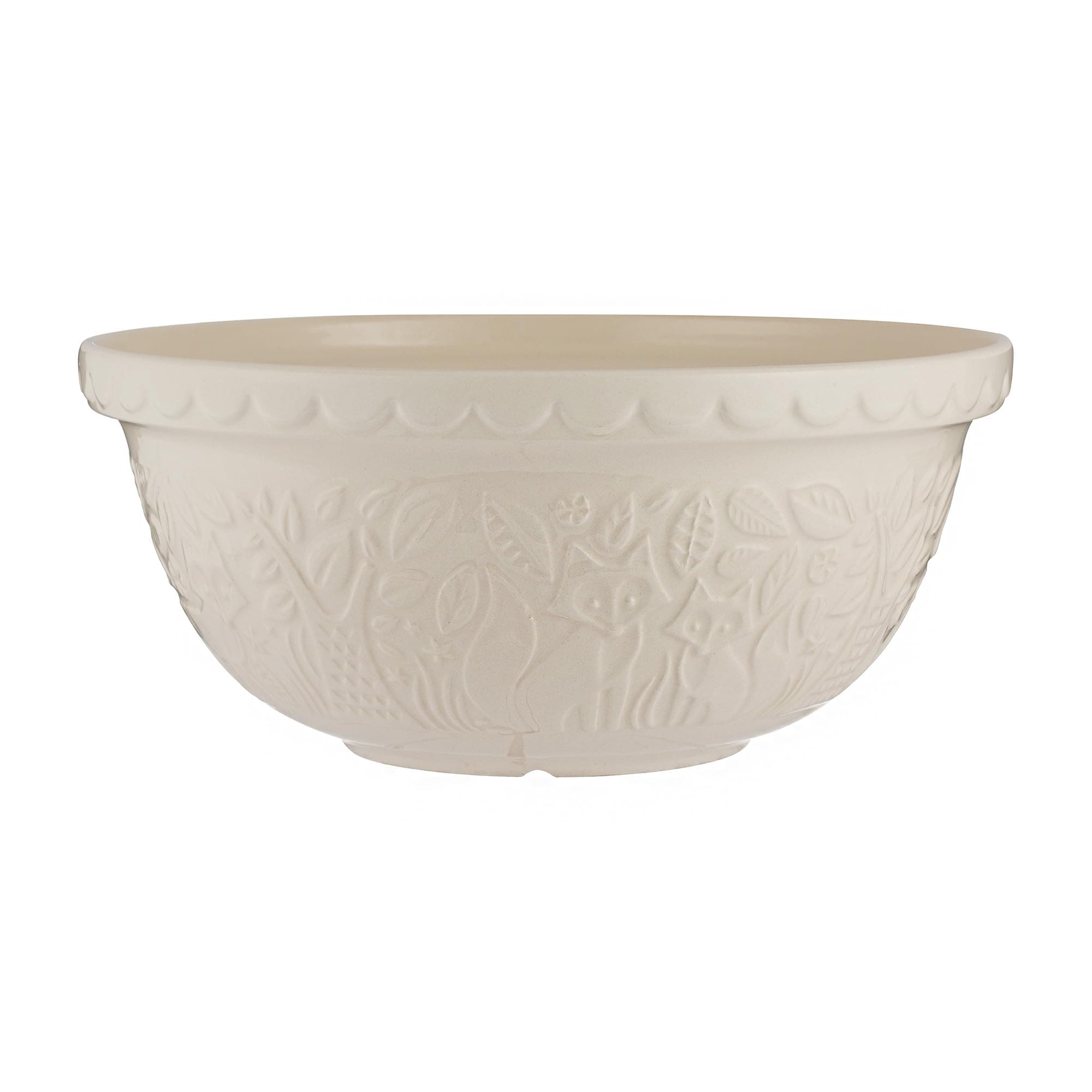In The Forest Fox Embossed Mixing Bowl - Cream - 4.25-Quart - 11-1/2 by 11-1/2 by 5-1/2 Inches
