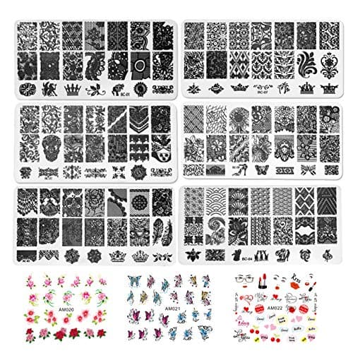 7pcs Nail Stamping Kit Flower Butterfly Image Plate Stamper Template Nail Art Decoration Manicure Tools