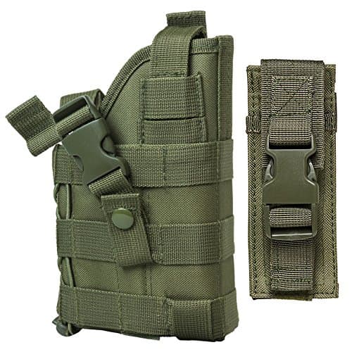 MOLLE Tactical Green Holster with Free Pistol Magazine Pouch/The Holster Fits COLT Kimber para 1911 S&W M&P Ruger American P85 P89 P90 P345 SR1911 SR9 SR40 SR45 Handgun Pistols