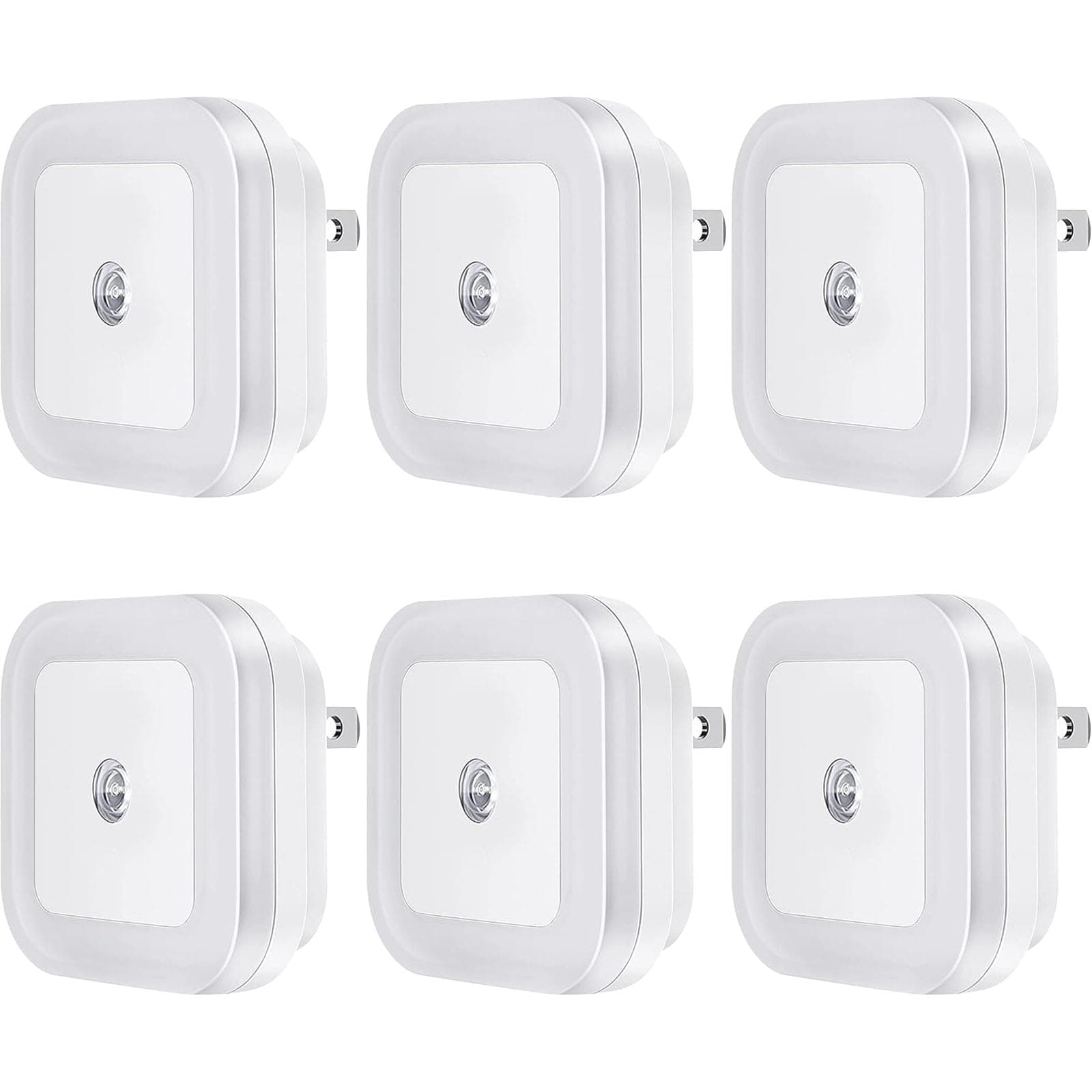 0.5W Plug-in LED Night Light Lamp with Dusk to Dawn Sensor, Daylight White, 6-Pack