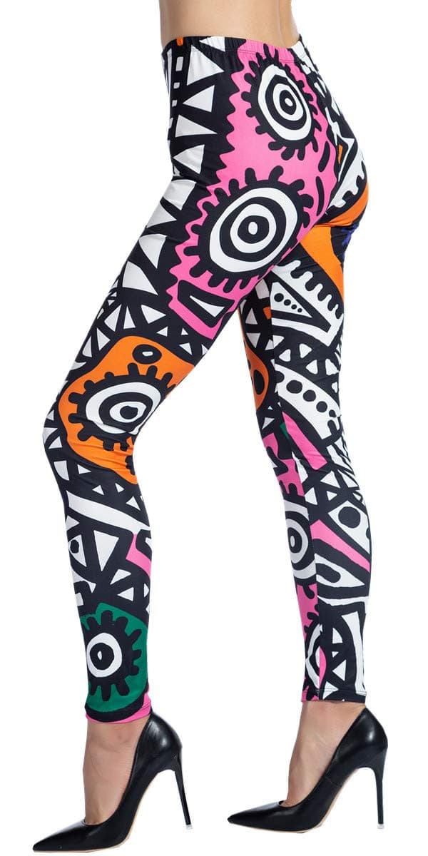 Ndoobiy Women’s Printed Leggings Full-Length Regular Size Workout Legging Pants Soft Capri L1(Big Eyes OS)