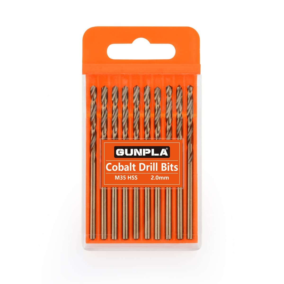 Gunpla Cobalt Drill Bits 2mm 10-Pieces, M35 HSS Metric Straight Shank Jobber Drill Bit Set with Plastic Case for Hardened Stainless Steel, Metal, Aluminium, Tile, Wood, Plastic and Cast Iron…