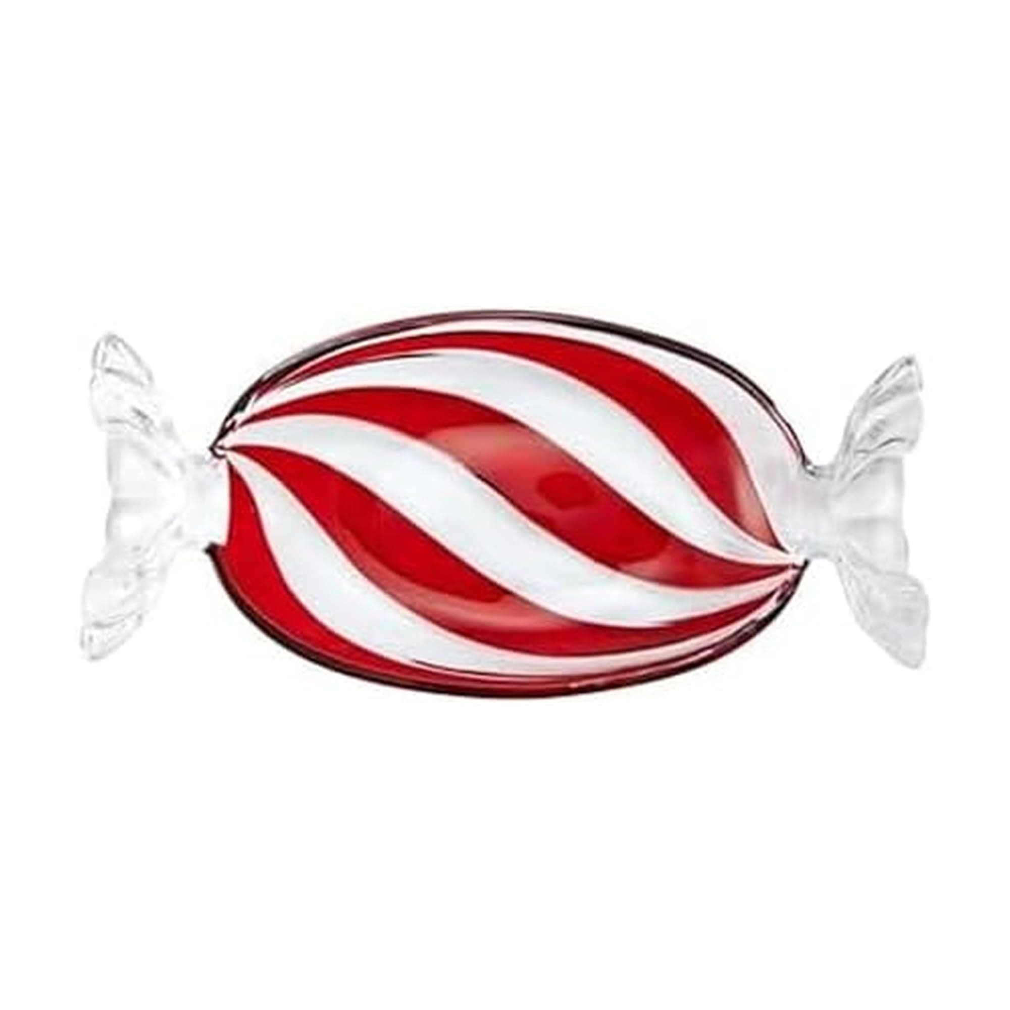 Peppermint Christmas Holiday Twist Glass Candy Dish, 13.75 Inch