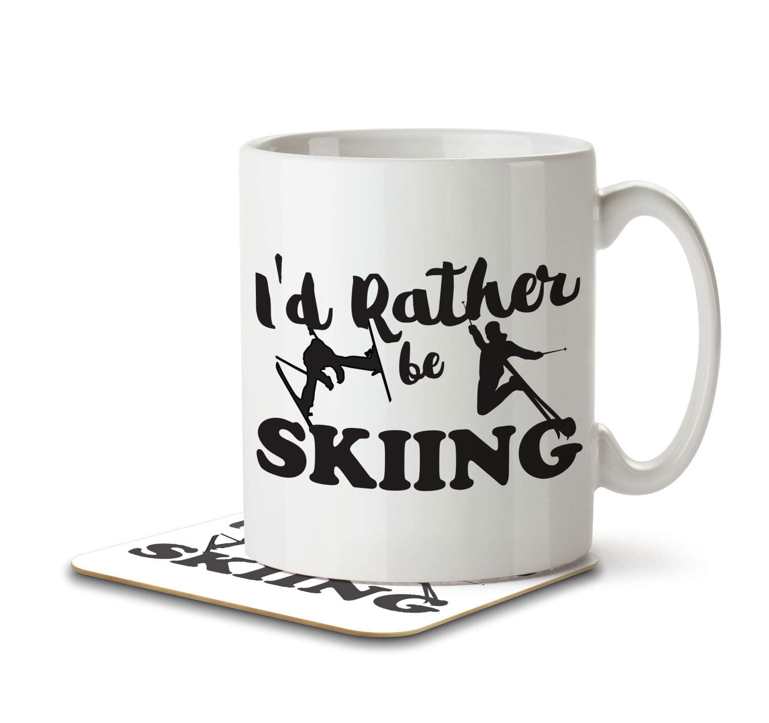 I'd Rather Be Skiing - Mug and Coaster by Inky Penguin