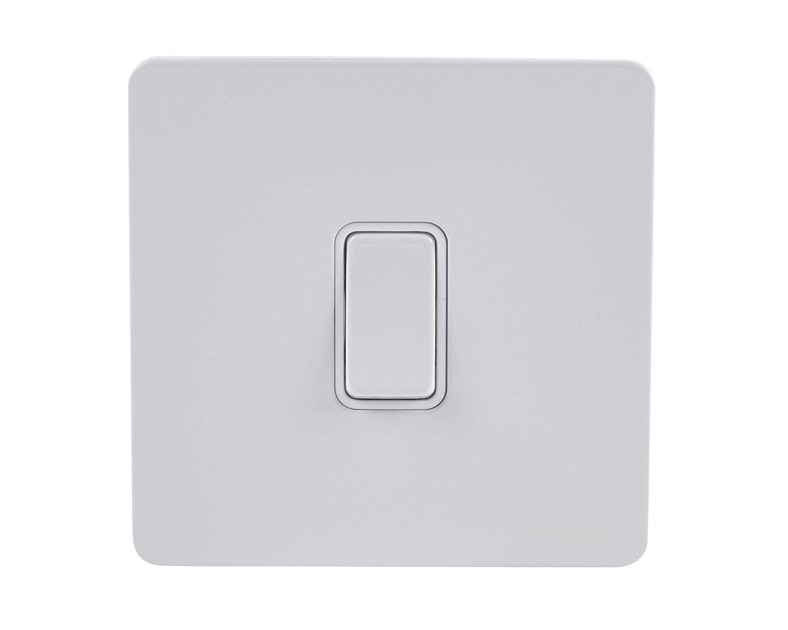 Ultimate Screwless Flat Plate - Single Rocker 2 Way Light Switch, Single Pole, 16AX, GU1412WPW, Painted White with White Insert