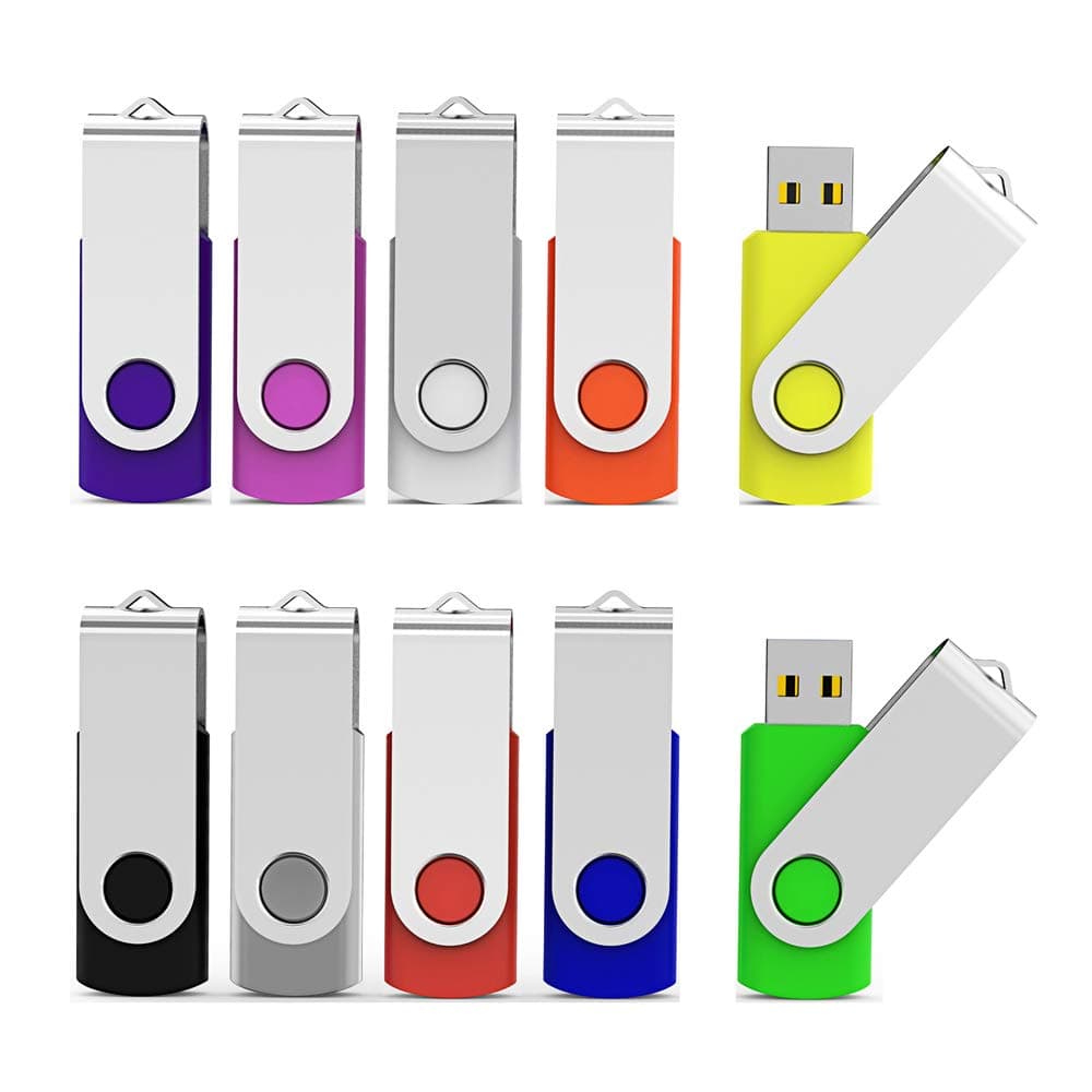 Aiibe 16GB USB 3.0 Flash Drive 10 Pack USB 16GB Flash Drive USB 3.0 Thumb Drives Blank Zip Drives Flash Drives 16 GB Bulk (10 Mixed Colors: Black Blue Red Green Orange White Yellow Pink Purple Silver)