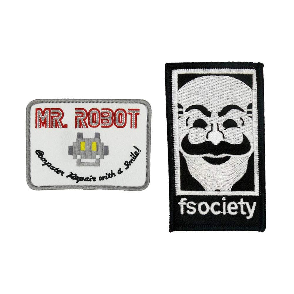 Mr. Robot Fsociety TV Series Iron-On/Sew-On Embroidered Patch - White - for Halloween Costume/Backpacks/Hats, (2 Pcs) - by Mr. Patches