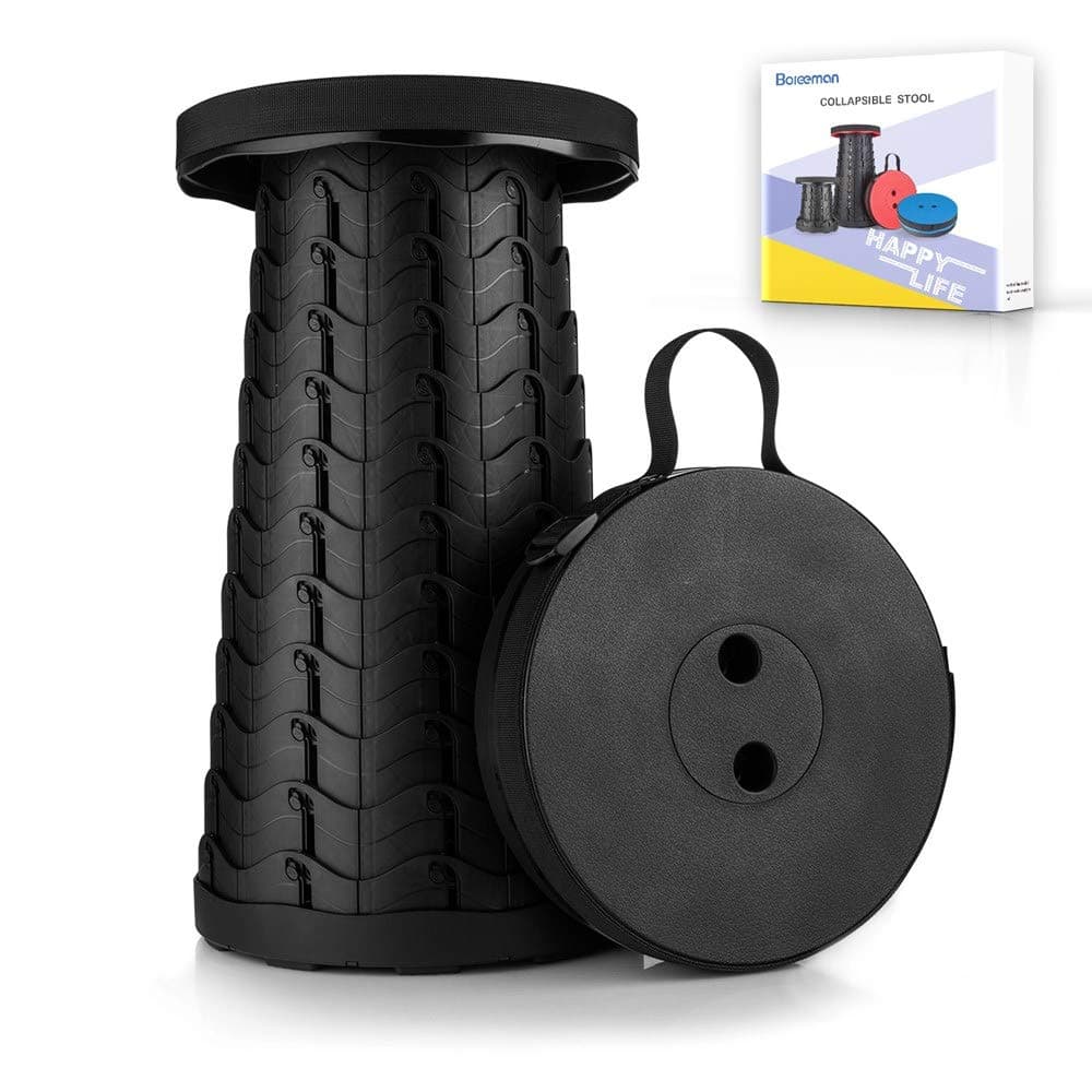 - Upgraded Folding Stool Lightweight Yet More Sturdy with Load Capacity 400lbs Portable Collapsible Stool for Camping Fishing Hiking BBQ (Black)