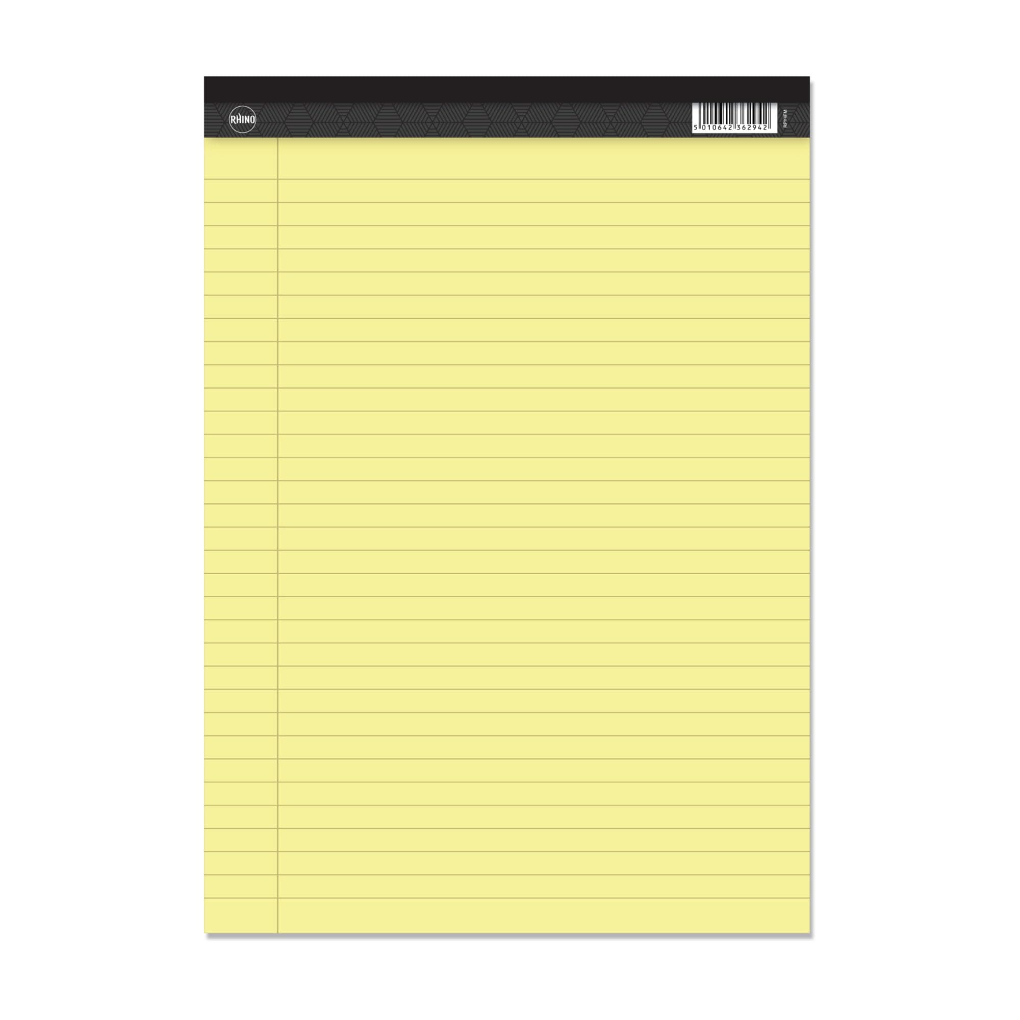 Rhino A4 Legal Pad, 100-Page / 8mm Lined with Margin, 1-Pack, Yellow Notepad Writing Paper, Office & Stationery Supplies