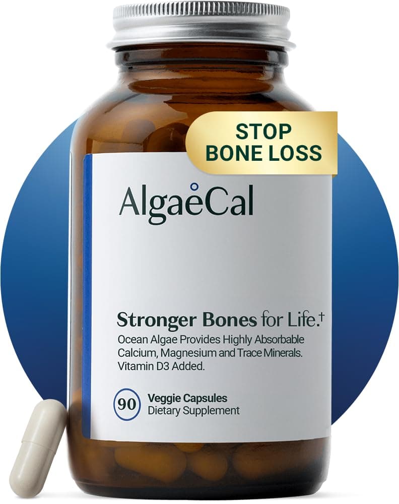 - ALGAECAL- Plant Based Calcium Supplement with Vitamin D3 (1000 IU) for Bone Strength, Contains 13 Minerals Supporting Bone Health, Organic Calcium (750 mg) for Women & Men, 90 Veggie Caps, Made in USA