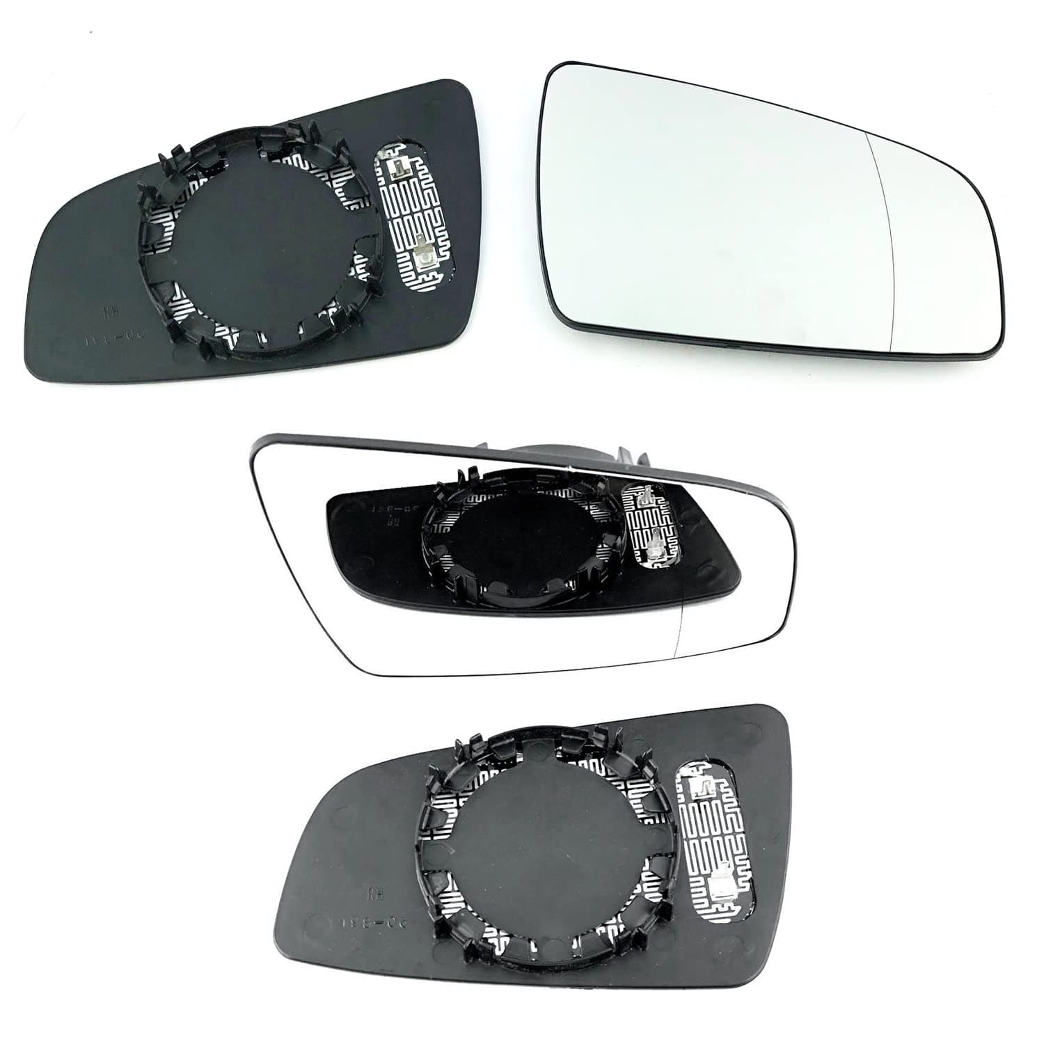Driver right hand side wing door mirror wide angle glass heated with backing plate