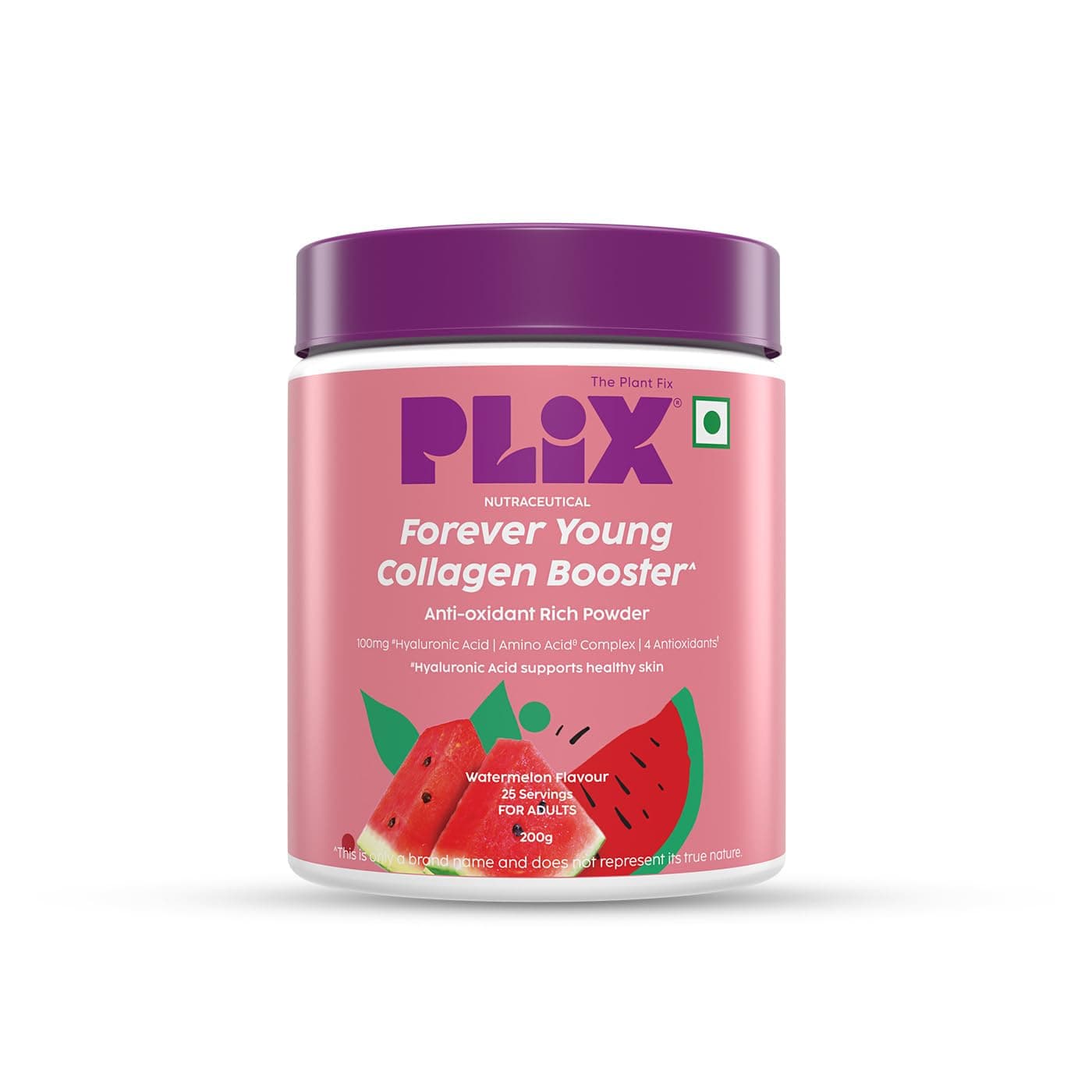 PLIX – THE PLANT FIX | Collagen Booster Powder to Support Healthy Skin | Supports Collagen Production, Antioxidants & Skin Health | Vitamin C, Hyaluronic Acid & Superfood Blend, Watermelon (200 g)