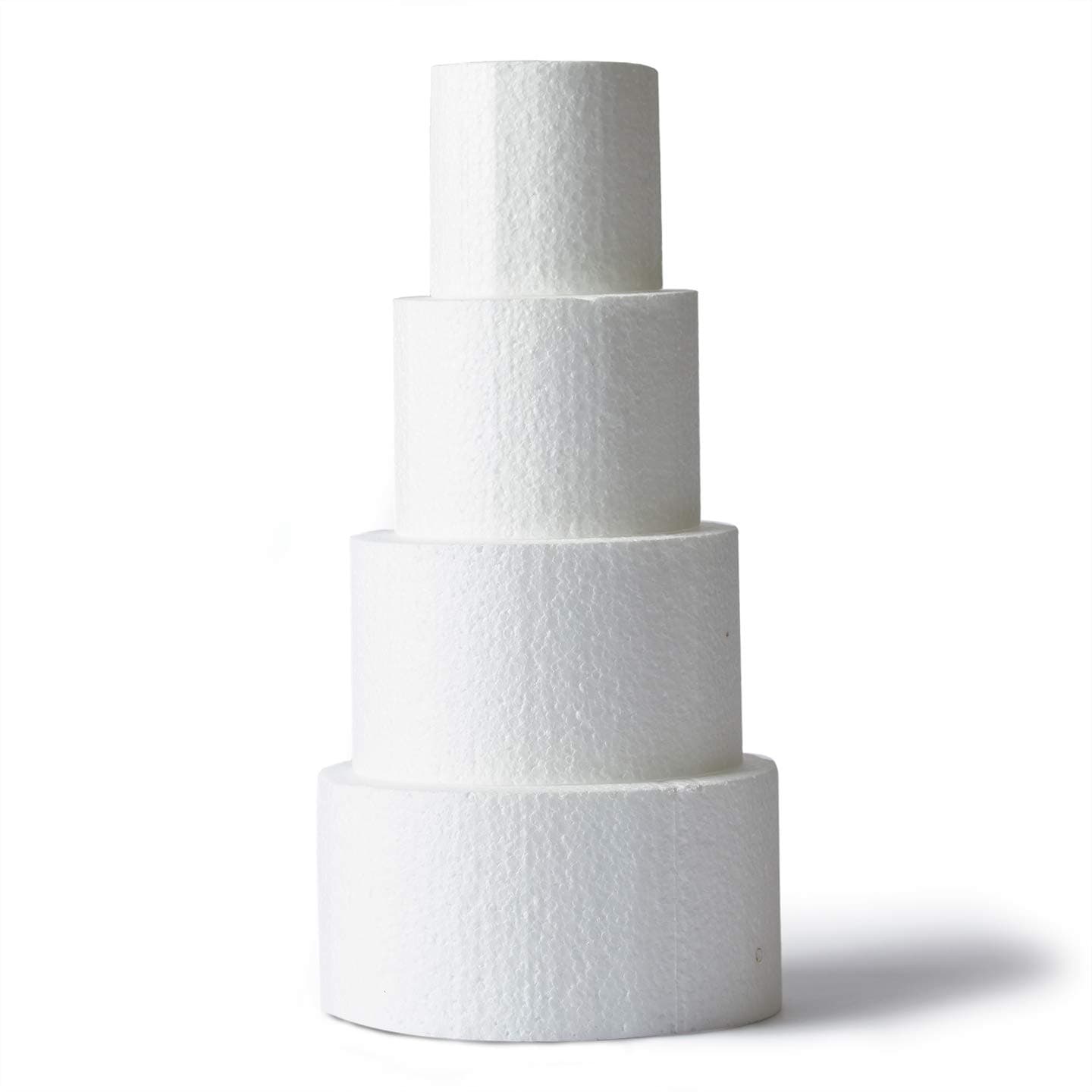 Mini Cake Dummy, 4-Piece Round Mini Foam Fake Cake Set, 3, 4, 5, 6 Inches, Smooth Polystyrene Foam