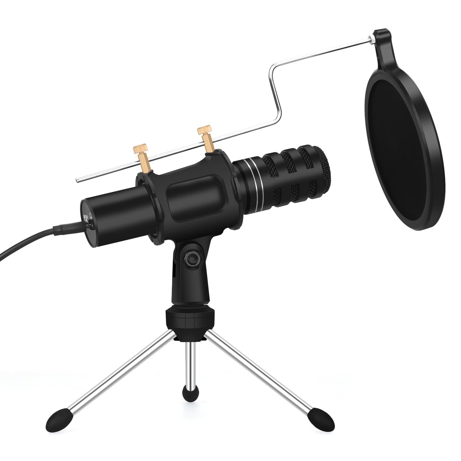 PC Condenser Microphone-GOOJODOQ USB Plug & Play Professional Home Studio Microphone,for YouTube,Facebook,Recording,Skype,Podcasting,Games (Windows / Mac)