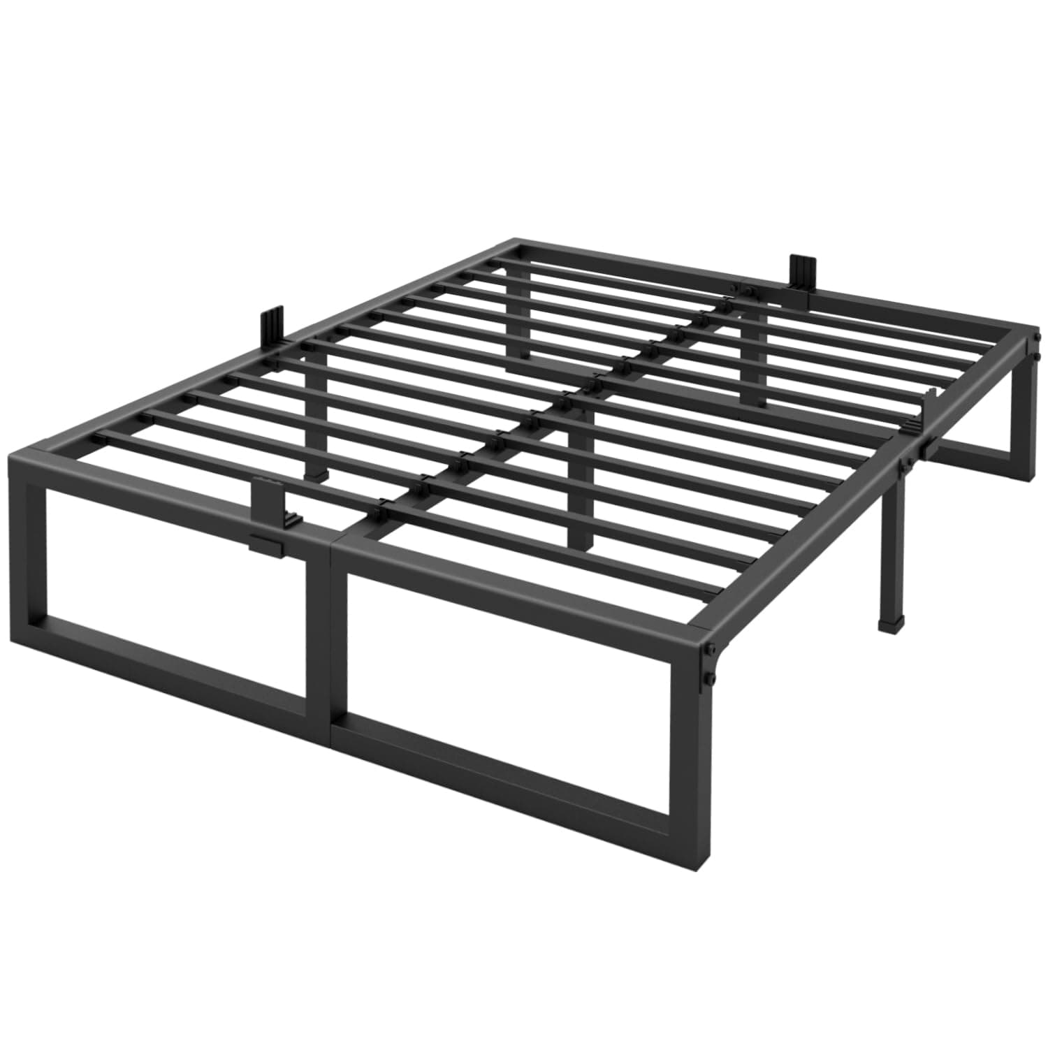 King Bed Frame 150x200 cm - 36cm Height Heavy Duty Metal Bed Frame King with No Box Spring Needed Platform Noise Free Easy Assembly Black