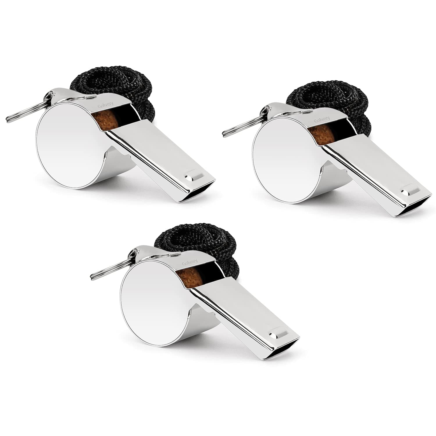 Golvery Metal Referee, Coach Whistle, Stainless Steel, Crisp Sound Whistle with Lanyard for School Sports, Soccer, Football, Basketball and Lifeguard Protection