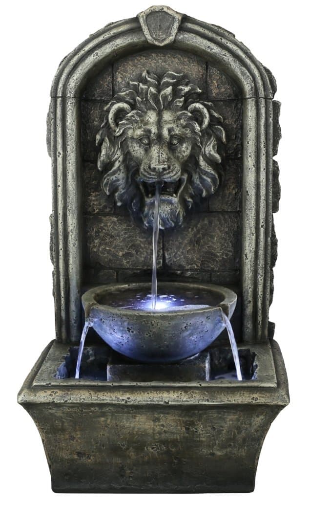 The Cair Paravel - 32" Floor/Wall Fountain w/LED Lights: Indoor/Outdoor Water Feature Perfect for Patios, Welcome Areas, Porches, Decks, Gardens. HF-F04-32L