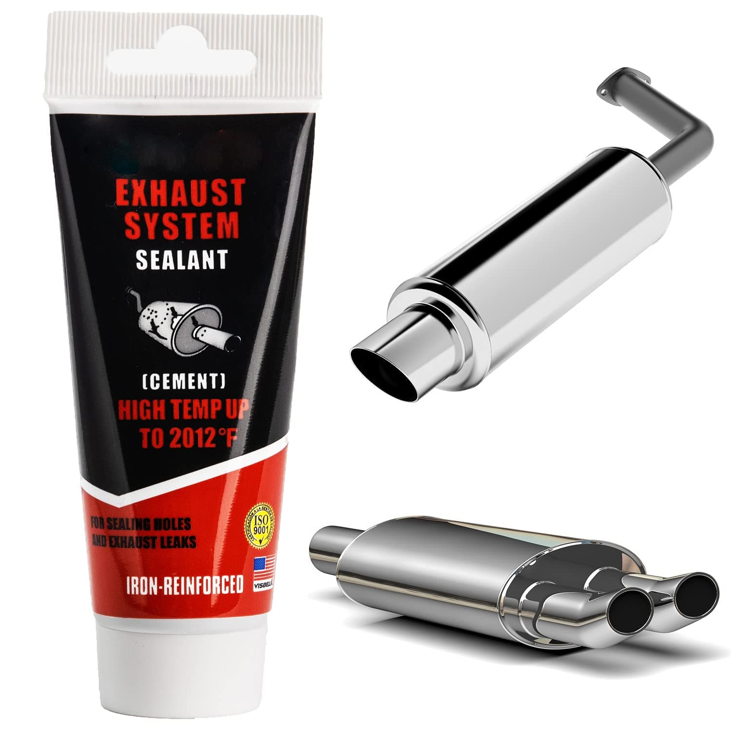 Visbella 75g Auto Vehicle Exhaust System Sealant, Non-Slumping Professional Repair Crack Adhesive Super Glue Sealer for Car Mufflers, Tailpipes, Catalytic Converters