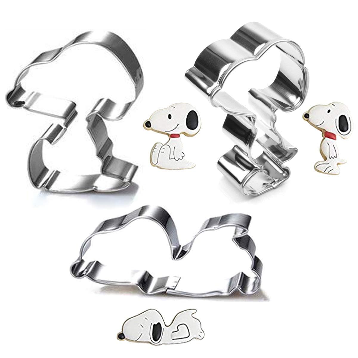 3 Pcs Cookie Cutter Set for Snoopy Shape - Stainless Steel