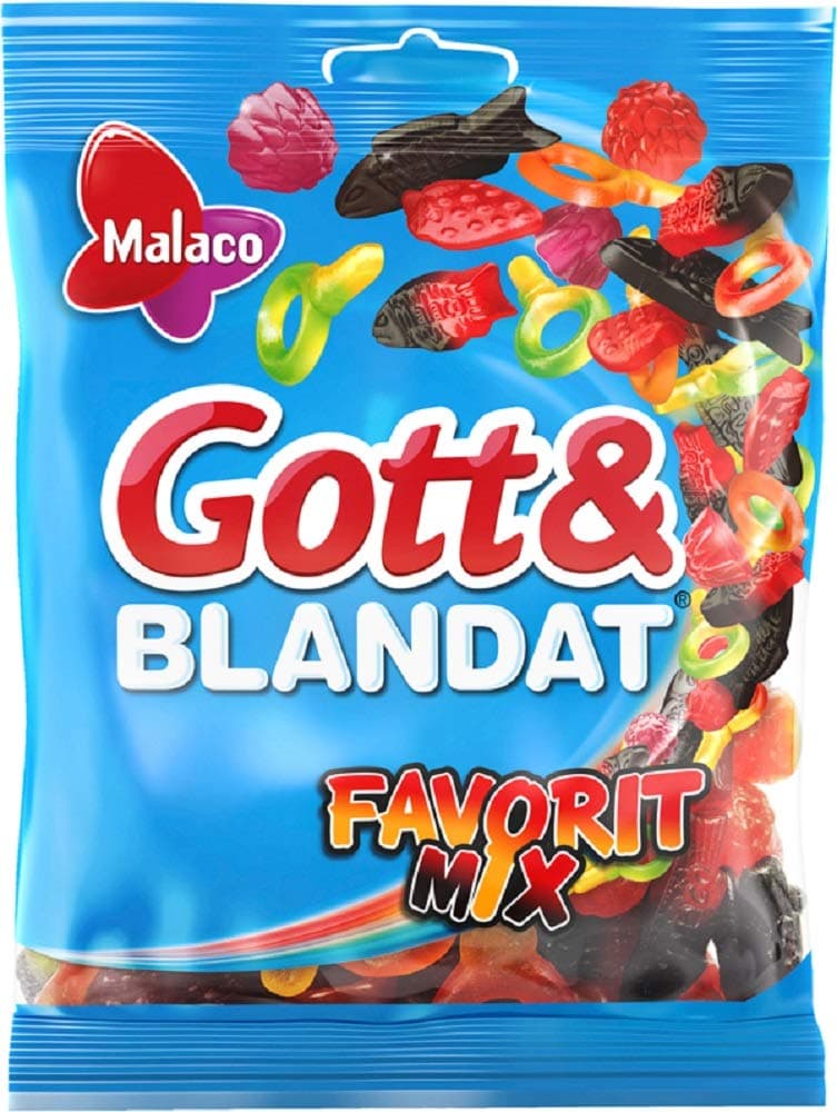 Malaco Gott & Blandat Favorit Mix - Swedish Fruity Licorice Gummy Candy Bag 140g