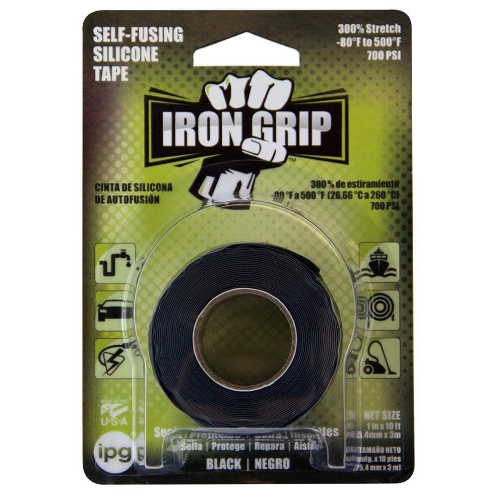 IPG Iron Grip Self-Fusing Silicone Tape, 1" x 10 ft, Black (Single Roll)