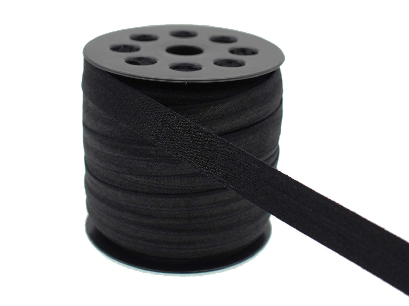 Black Fold Over Elastic 5/8 inch 40Yards Solid Stretchy FOE Band Trim for Sewing Elastic Fabric Ribbon for Crafts-Headband Making-Hair Ties(1.5CM)