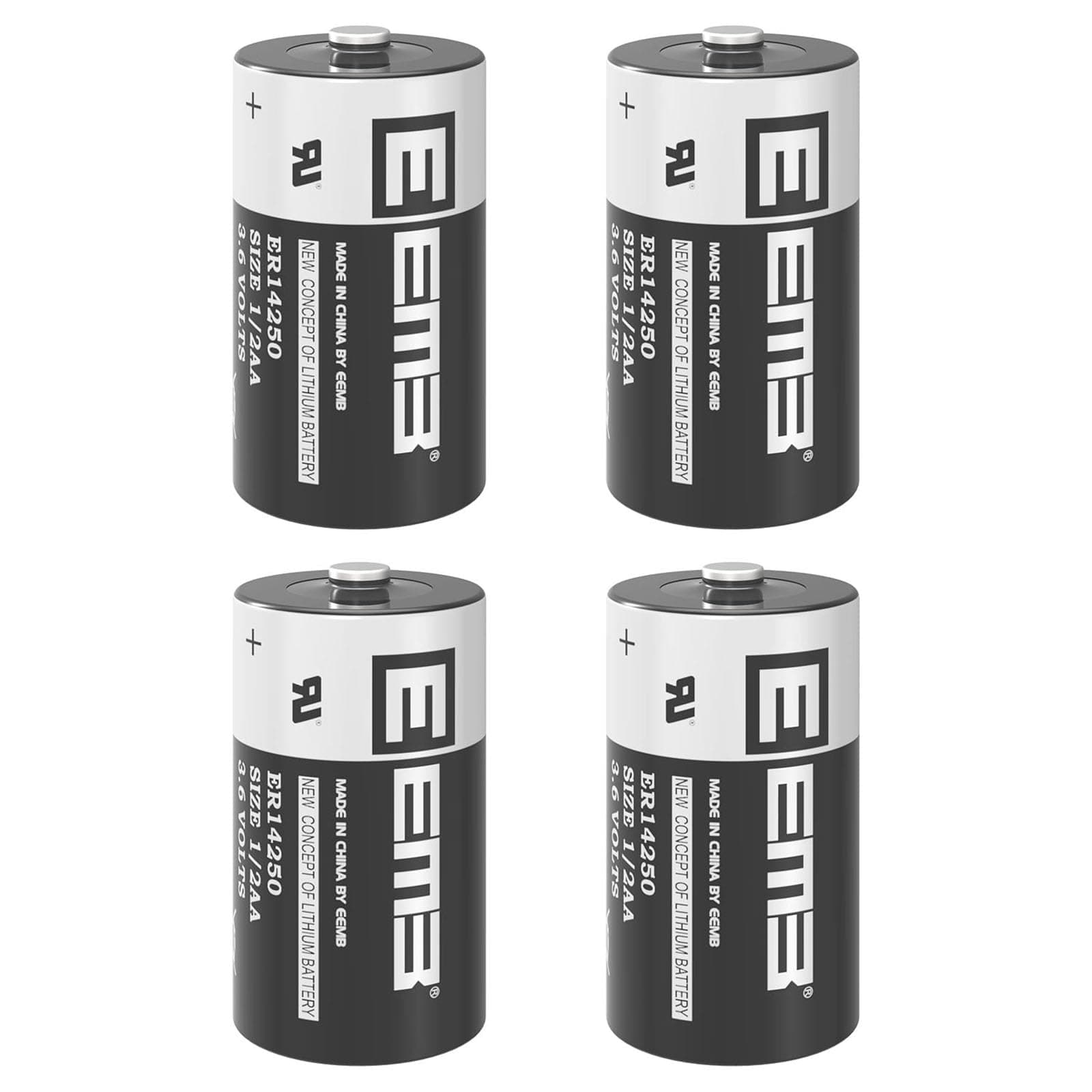 1/2AA Size 3.6V LS 14250 Lithium Battery ER14250 Non-Rechargeable 4 Pack Battery Compatible for Dog Collar Meter Sensor Movement Monitor/Home Security System/Alarm System