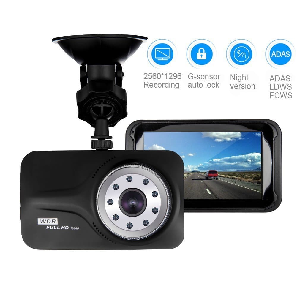 Dash Cam- aiworth Full HD Car Driving Recorder, Car Driver Camera Recorder with 3 Inch LCD Screen, 170 Degree Wide Angle